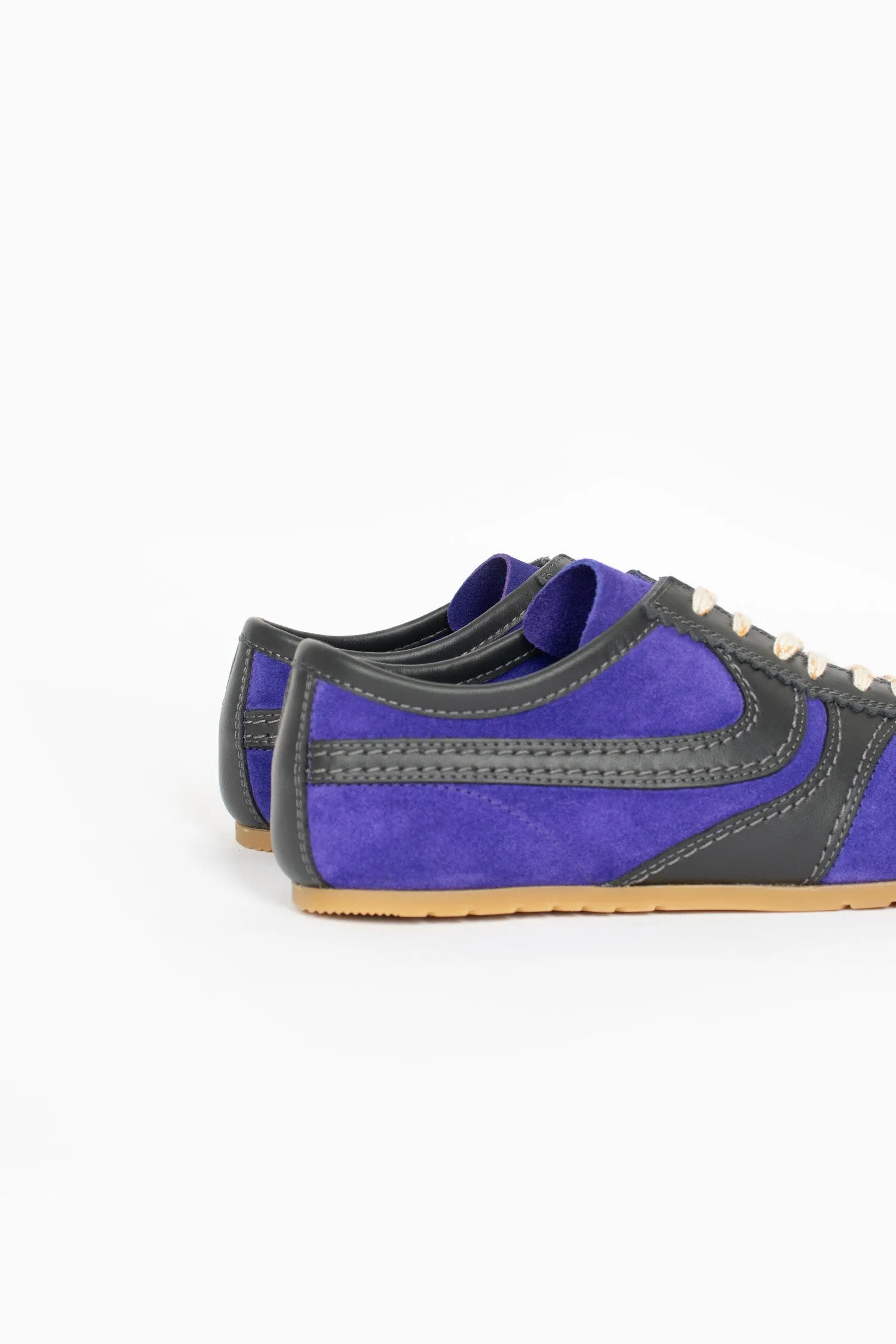 Marathon Suede Sneakers Dark Purple Stitched Toe Box