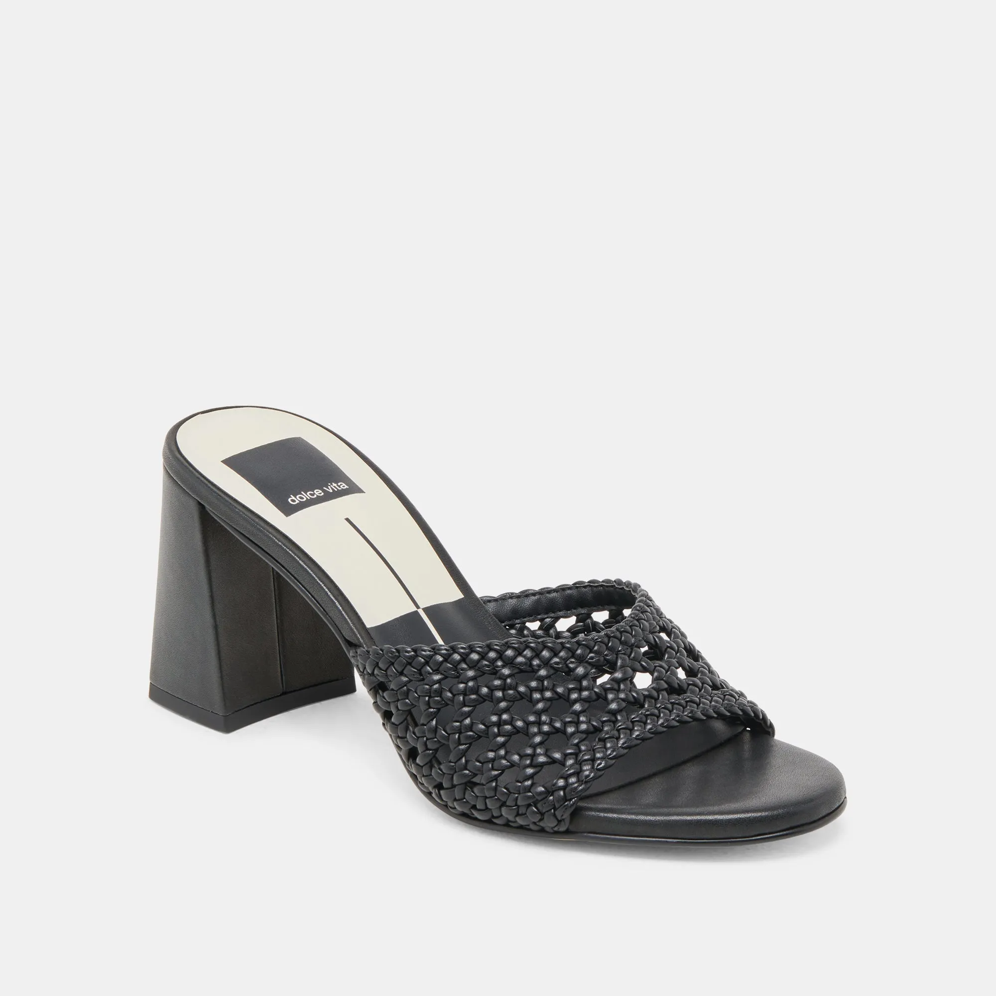 MARGOE HEELS BLACK WOVEN STELLA Glam shoes Sleek Sandals