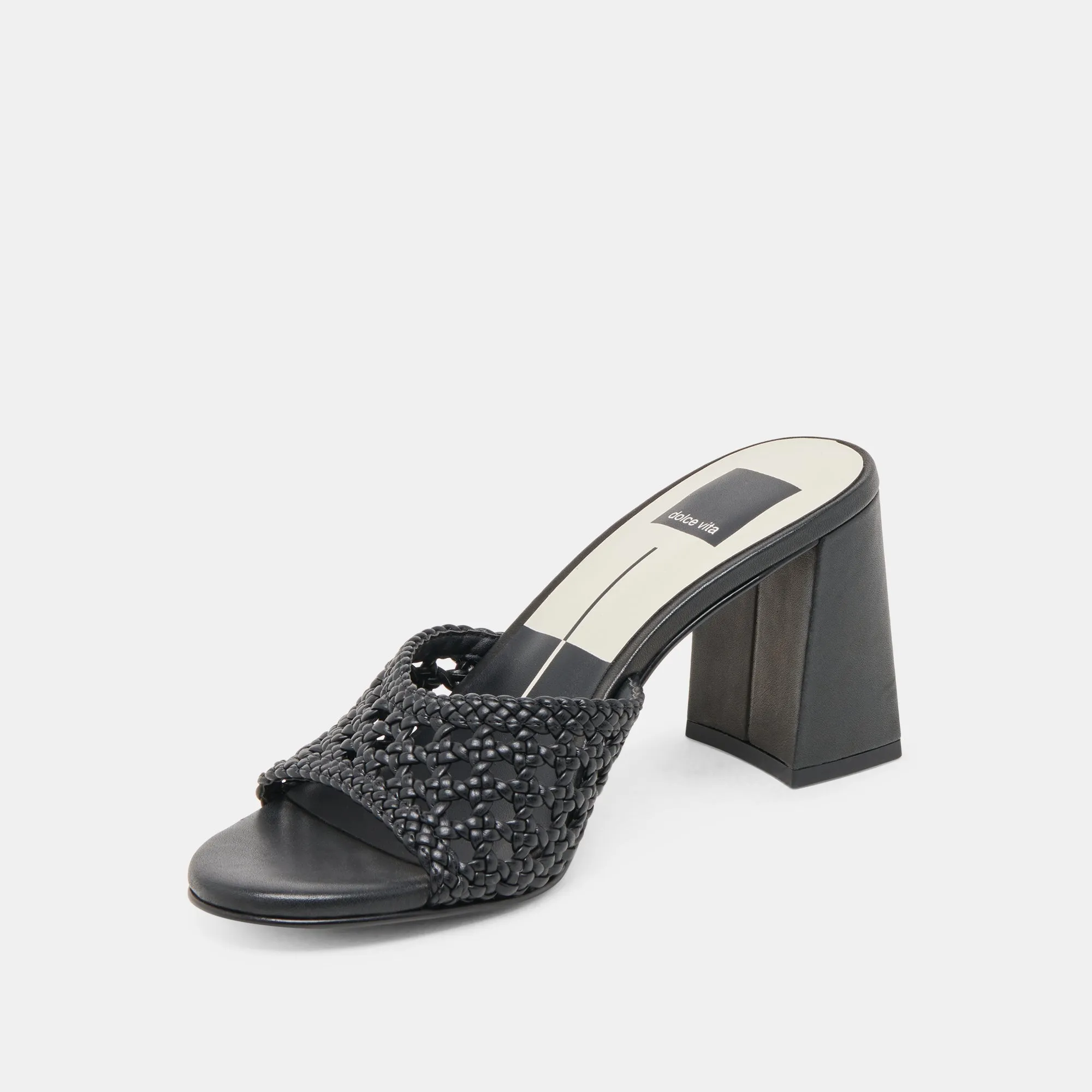 MARGOE HEELS BLACK WOVEN STELLA Christmas Party Heels Bold Wedding Heels