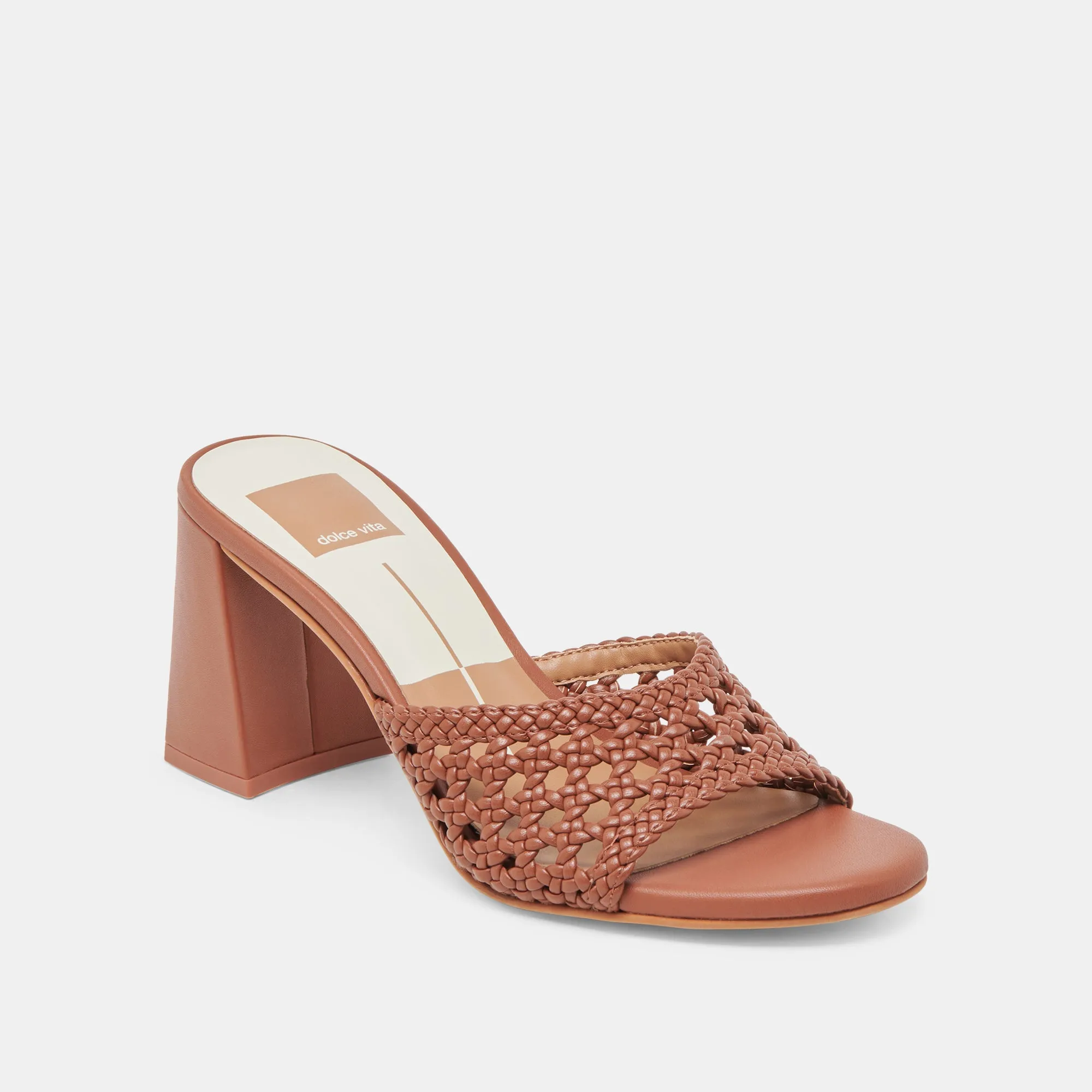 Floral Embellished Heels Modern Look MARGOE HEELS COGNAC WOVEN STELLA