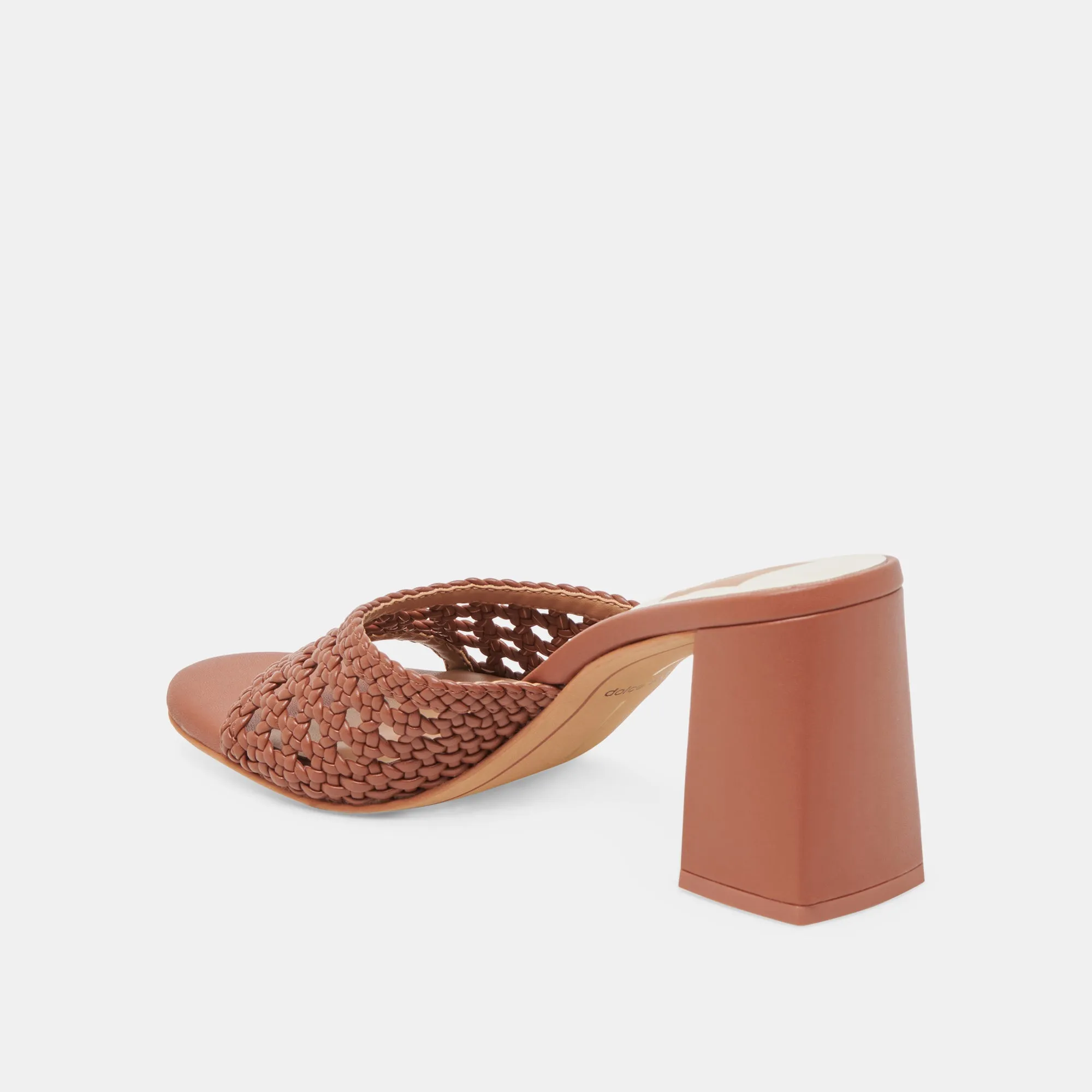 Comfortable foot wrap Elastic Goring MARGOE HEELS COGNAC WOVEN STELLA