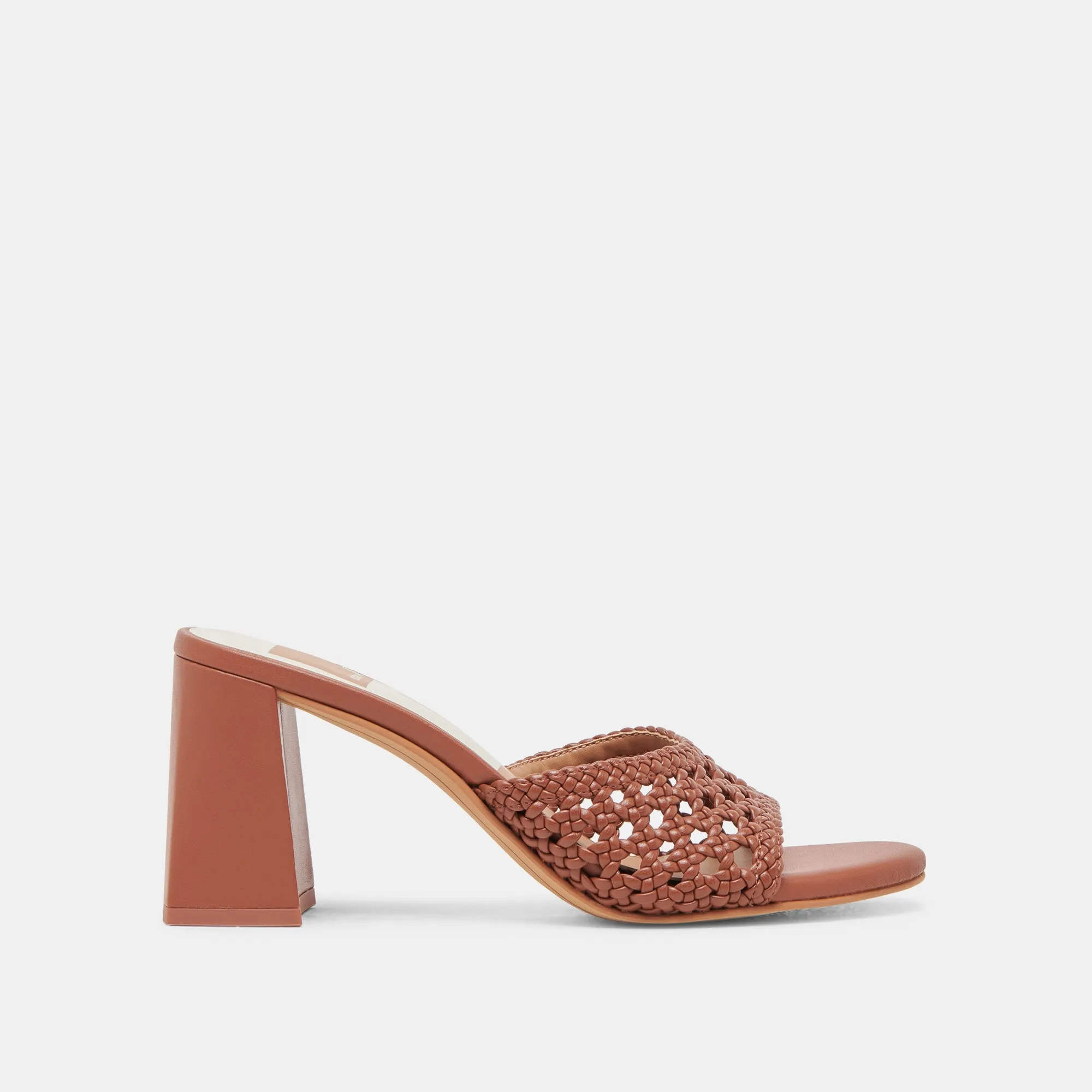 MARGOE HEELS COGNAC WOVEN STELLA Leather