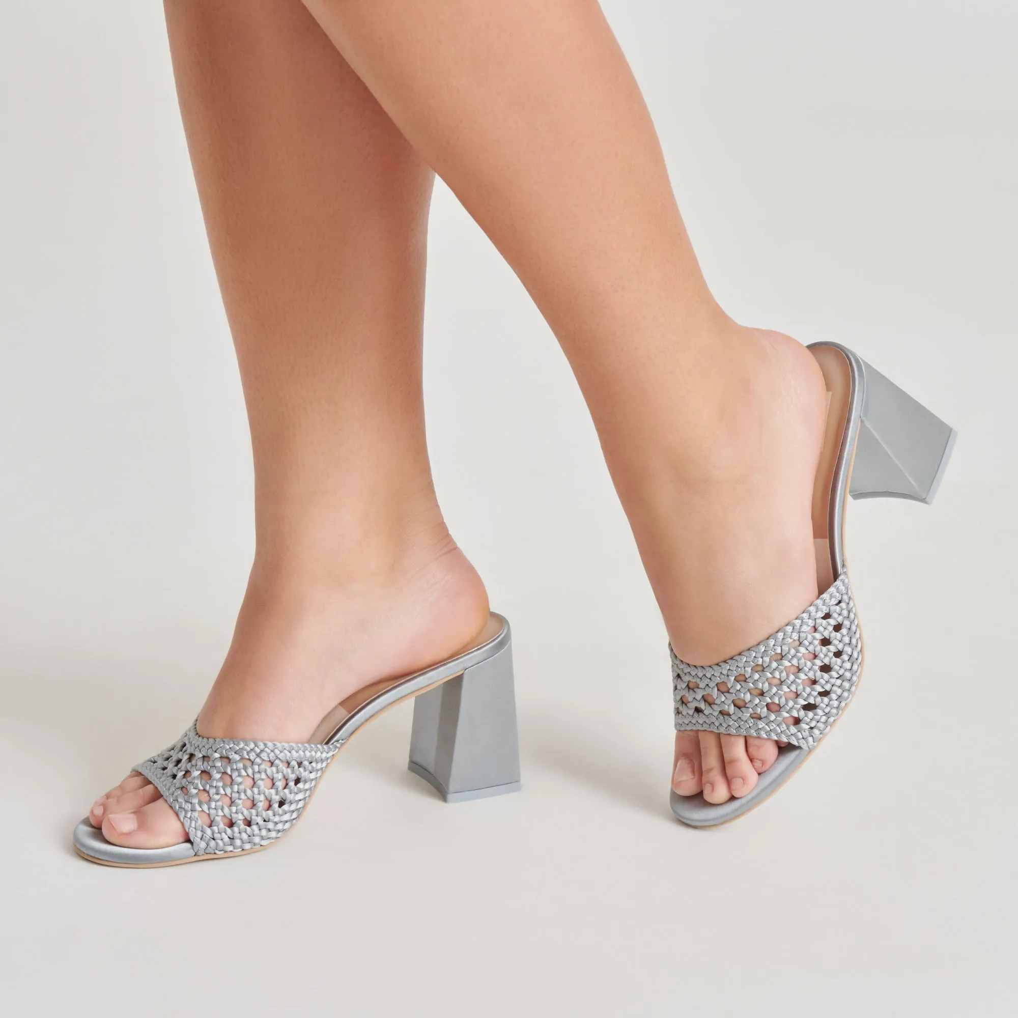 MARGOE HEELS LIGHT BLUE WOVEN SATIN Glam Heels Fashion Sandals