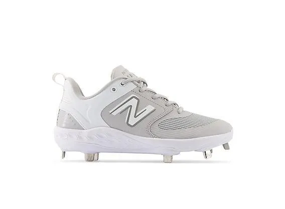 Chill Ready Modern Comfort New Balance Women's VELO v3 Metal Fastpitch Softball Cleats - Grey with White - SMVELOG3