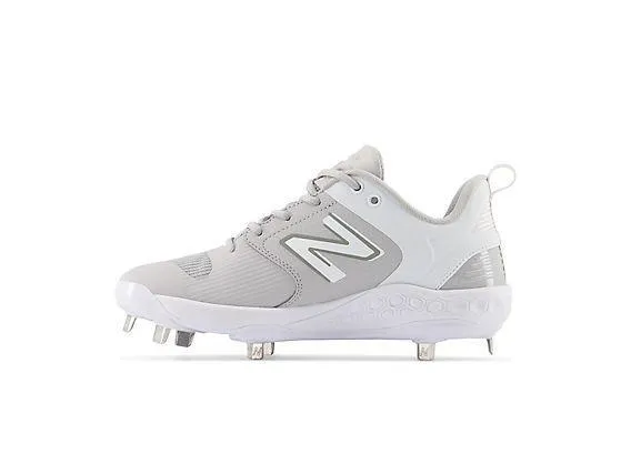 Buckle Closure New Balance Women's VELO v3 Metal Fastpitch Softball Cleats - Grey with White - SMVELOG3