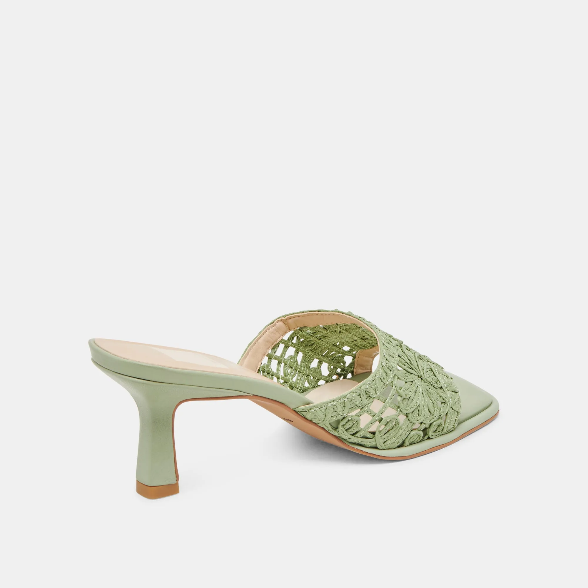 MAYLAH HEELS SAGE MACRAME High Quality Open Back Heels