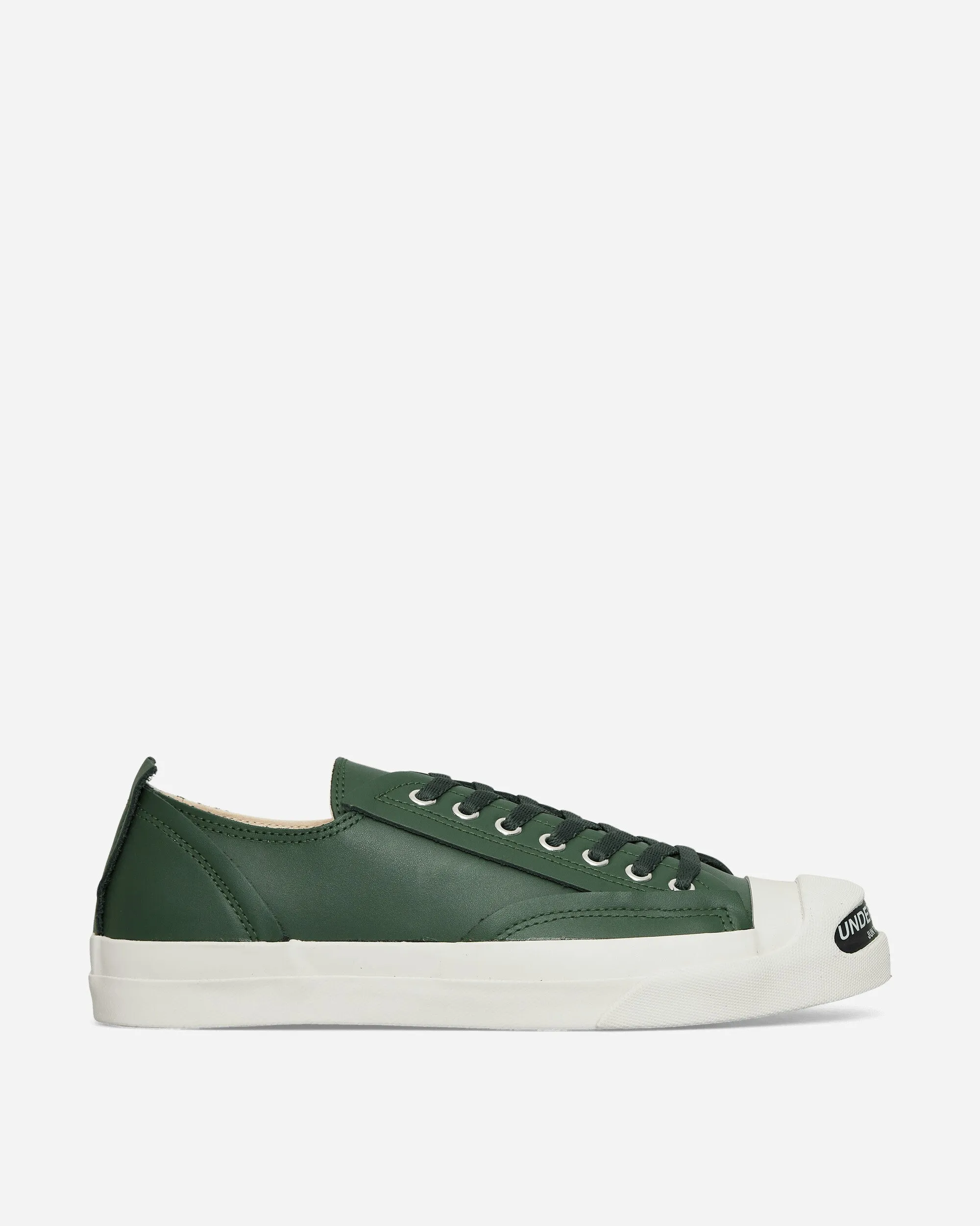 Men's Toe Logo Leather Sneakers Green Timeless Edge Outdoor Day