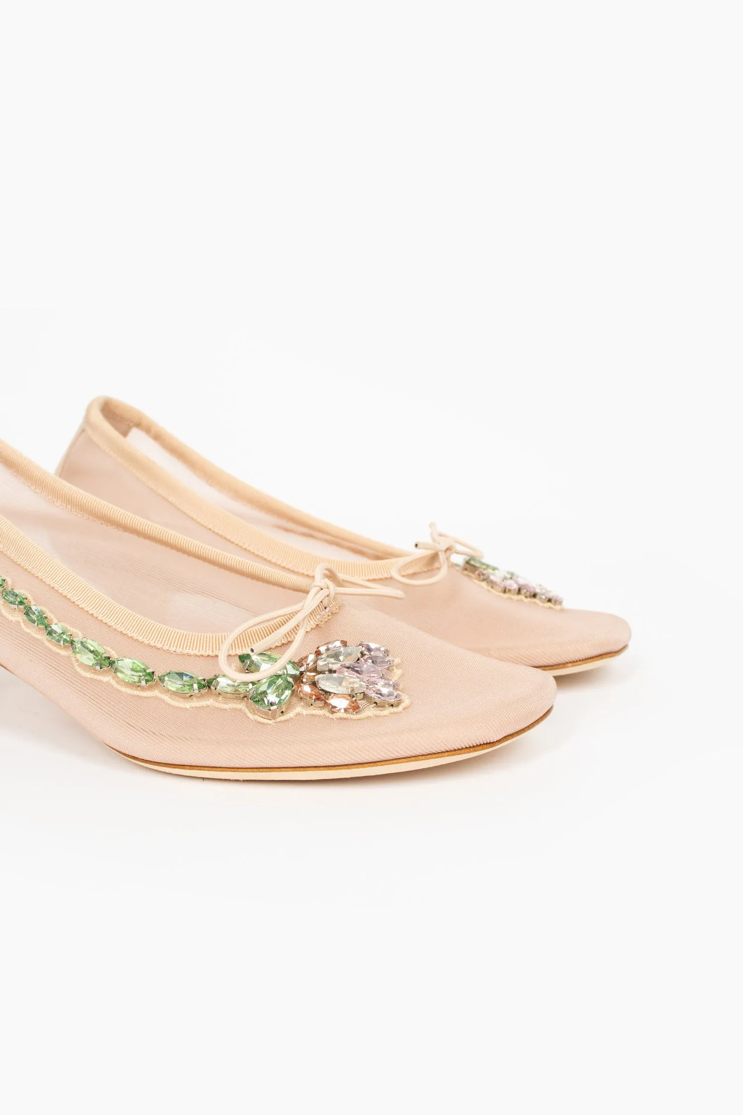 Mesh Embroidery Ballerina Heel Nude/Pink Grip Ready AdjustableStrap