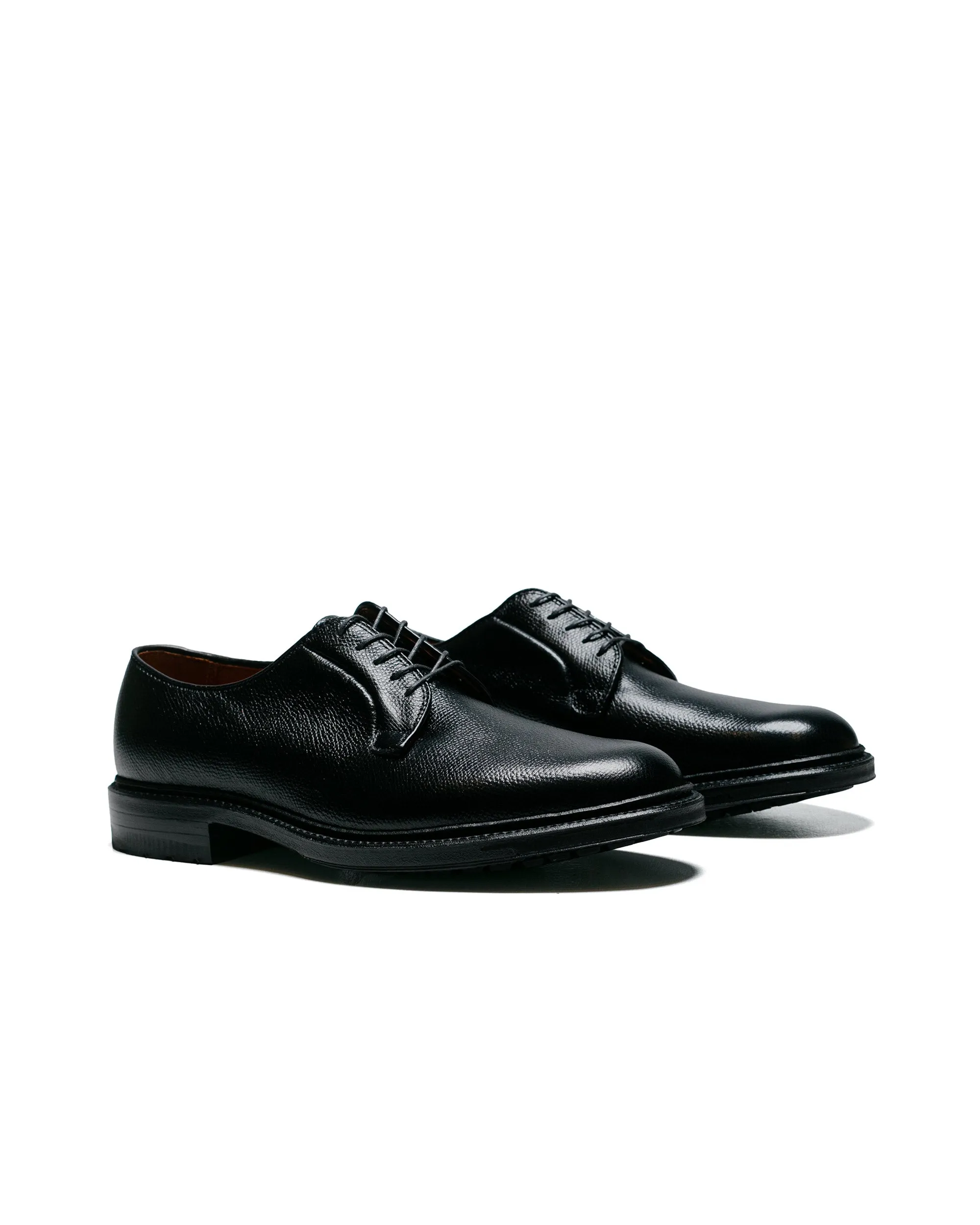 Modern Taste Alden Plain Toe Blucher Black Alpine Grain with Commando Sole 95270C