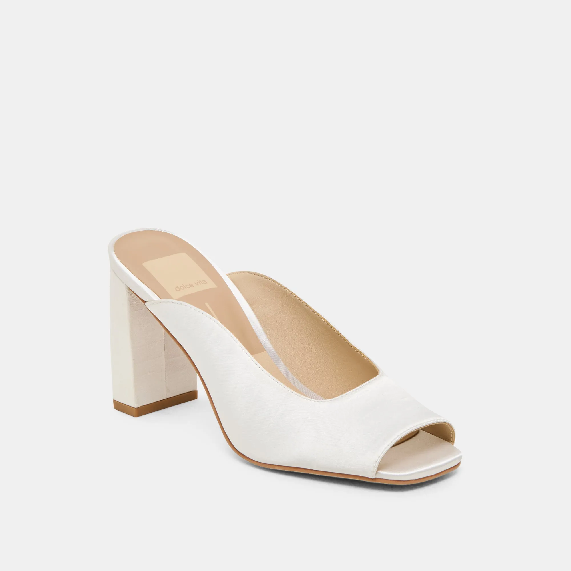 SABELA HEELS OFF WHITE SATIN Padded