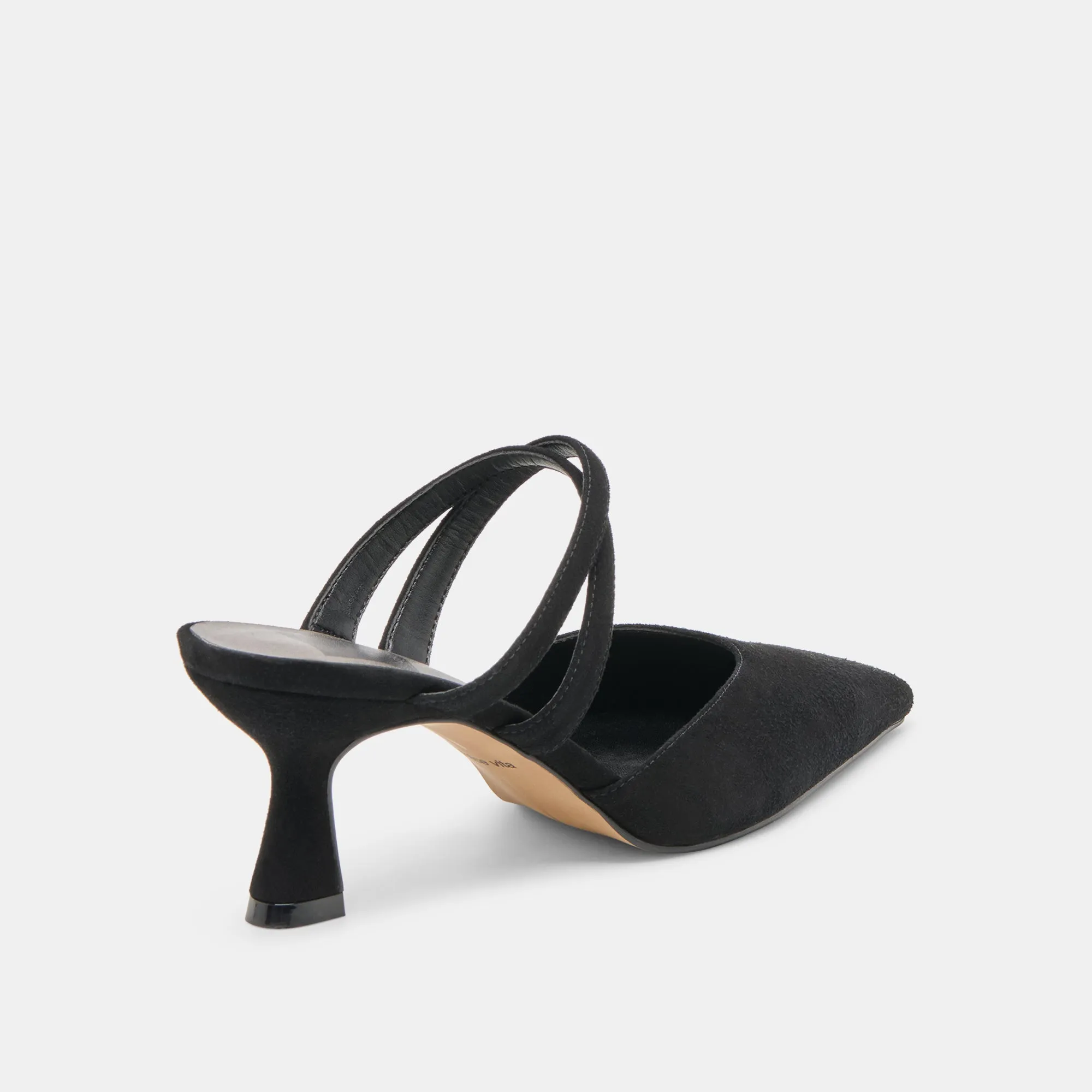 LINORE HEELS ONYX SUEDE Comfortable Backstrap Stable