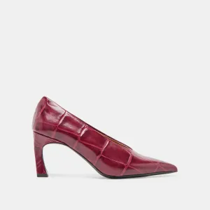 Natural Material MIDGE HEELS BURGUNDY CROCO EMBOSSED LEATHER