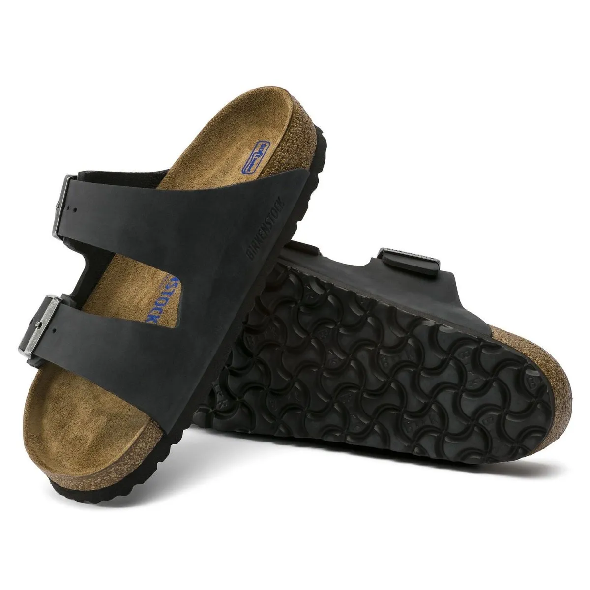 Daily Essentials Platform Sole Birkenstock Men's Arizona Soft Footbed Black Oiled Leather