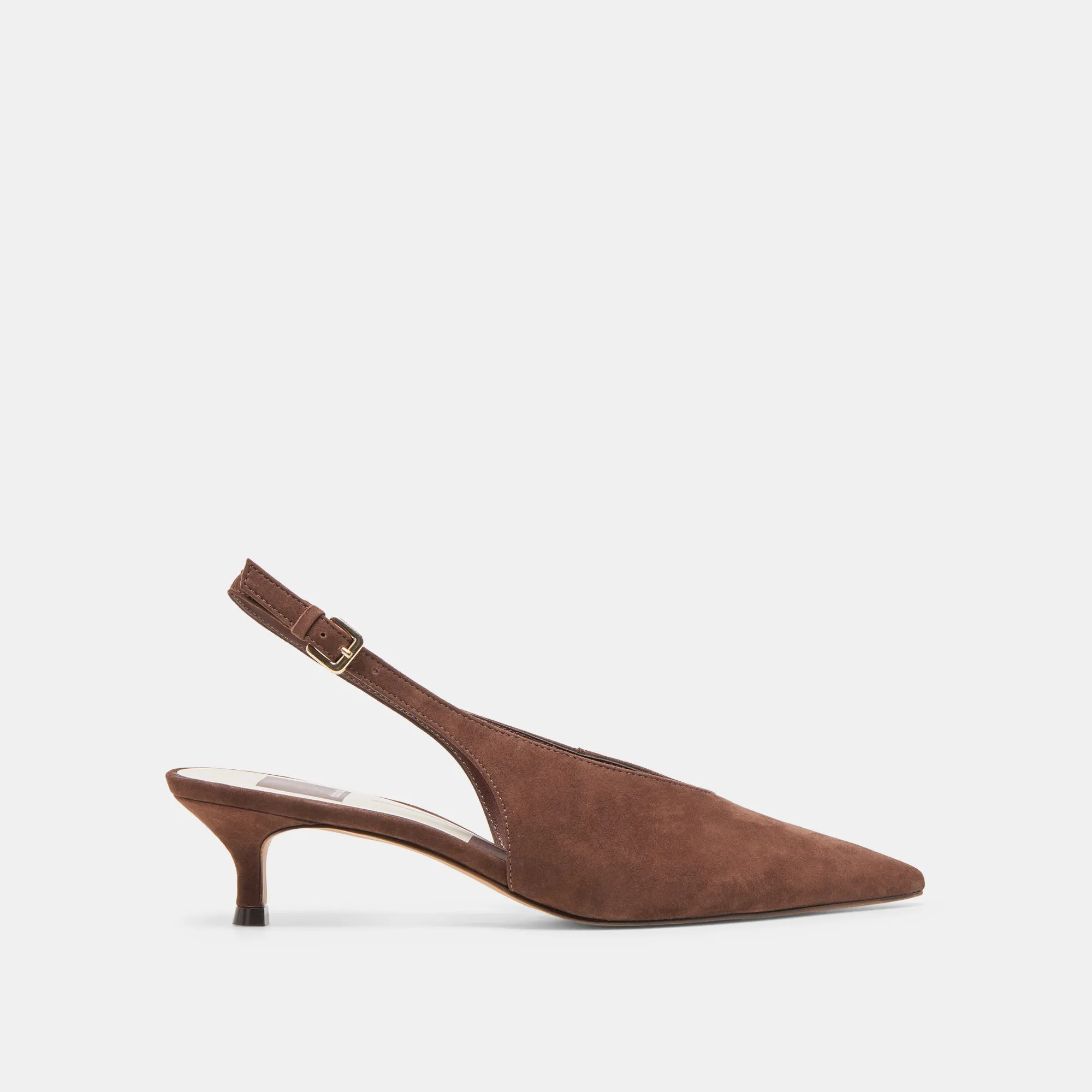ALENNA HEELS DK BROWN SUEDE Wide Heel Pumps