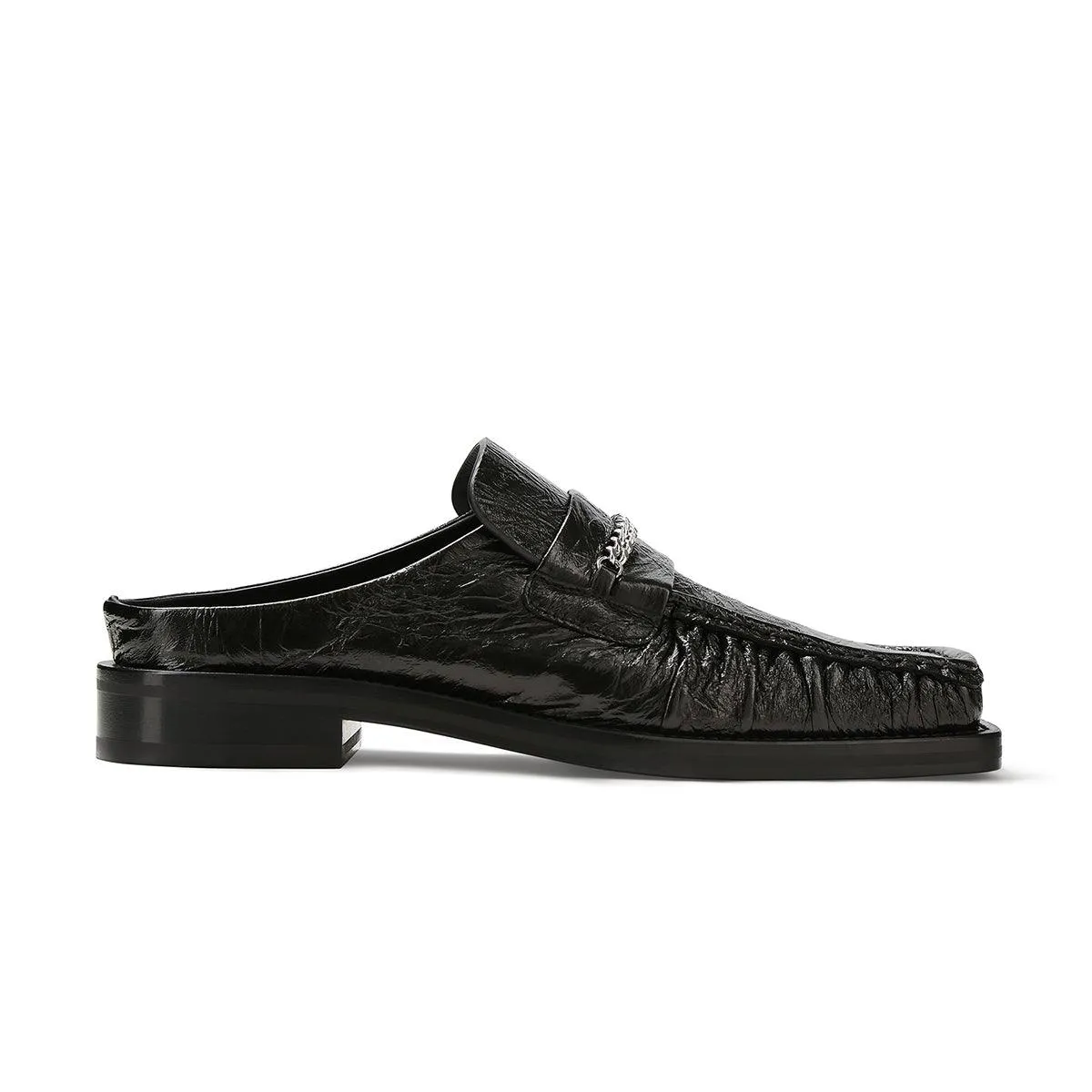 Reinforced heel Square Toe Mule 'Black High Shine'