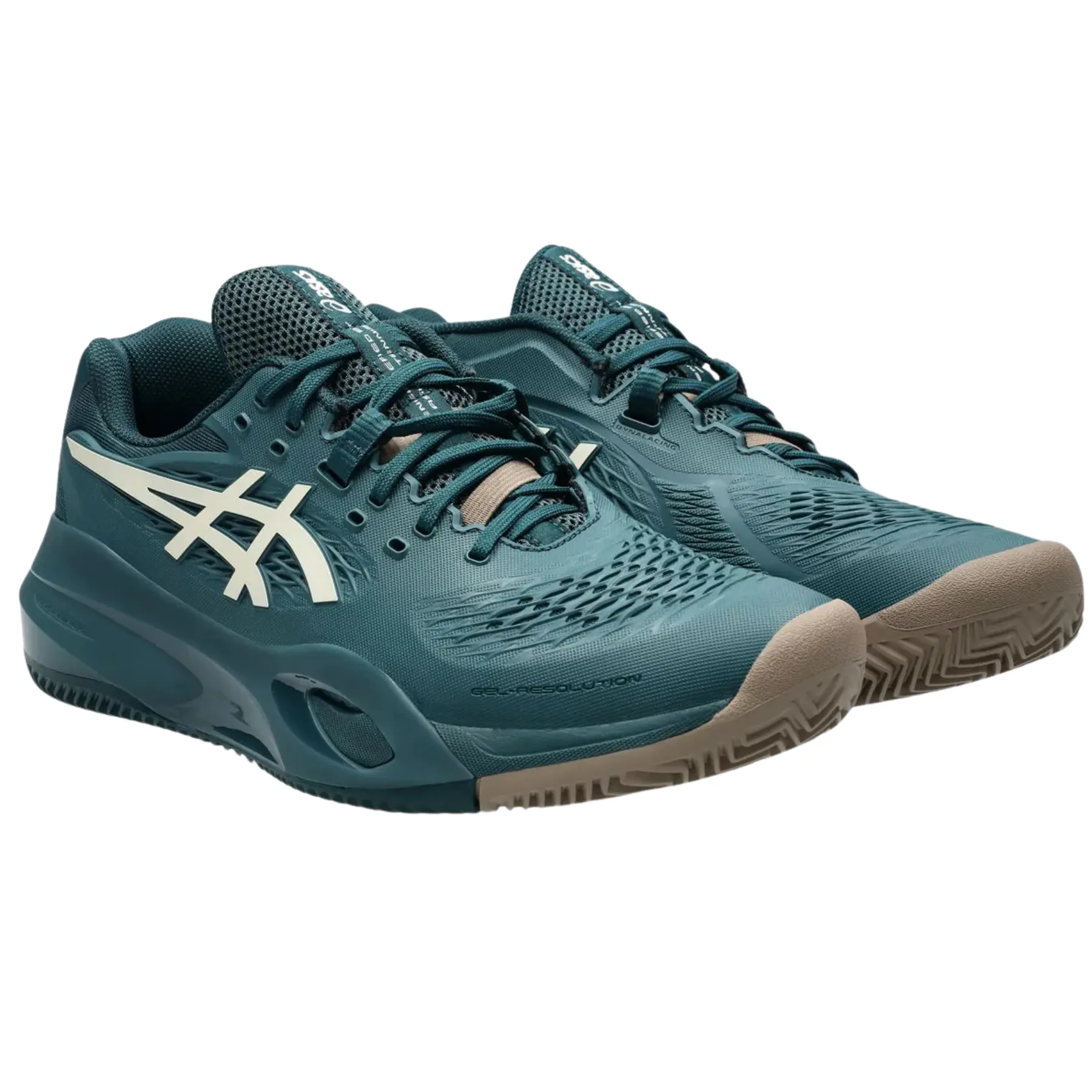 Breathable Lining footbed comfort Asics Gel-Resolution X Clay Mens Tennis Shoes - Saxon Green / Birch