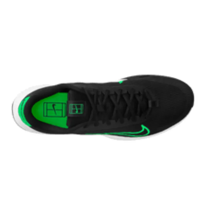Nike Court Vapor Lite 2 Men Hard Court Tennis Shoes - Black/Poison Green-White Classic Design All Purpose
