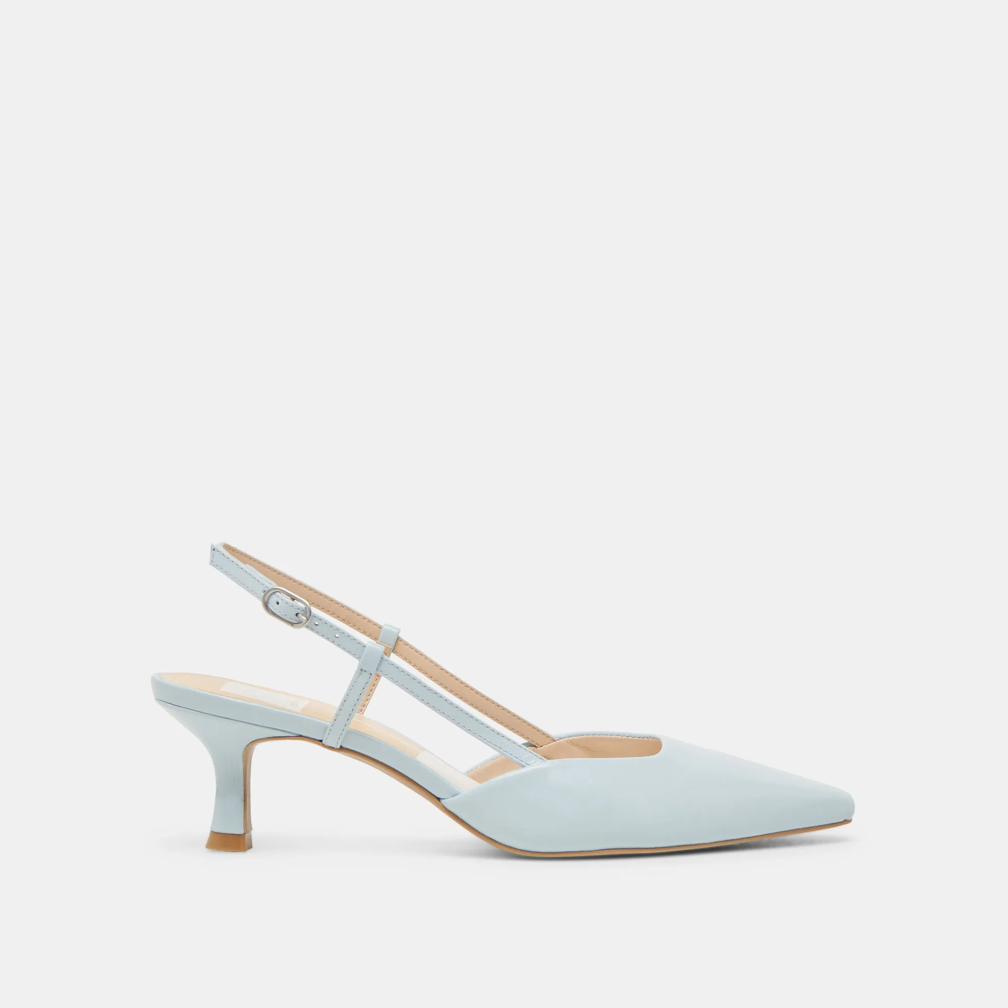Natural Material Luxe Evening Heels ODELA HEELS ICE BLUE LEATHER