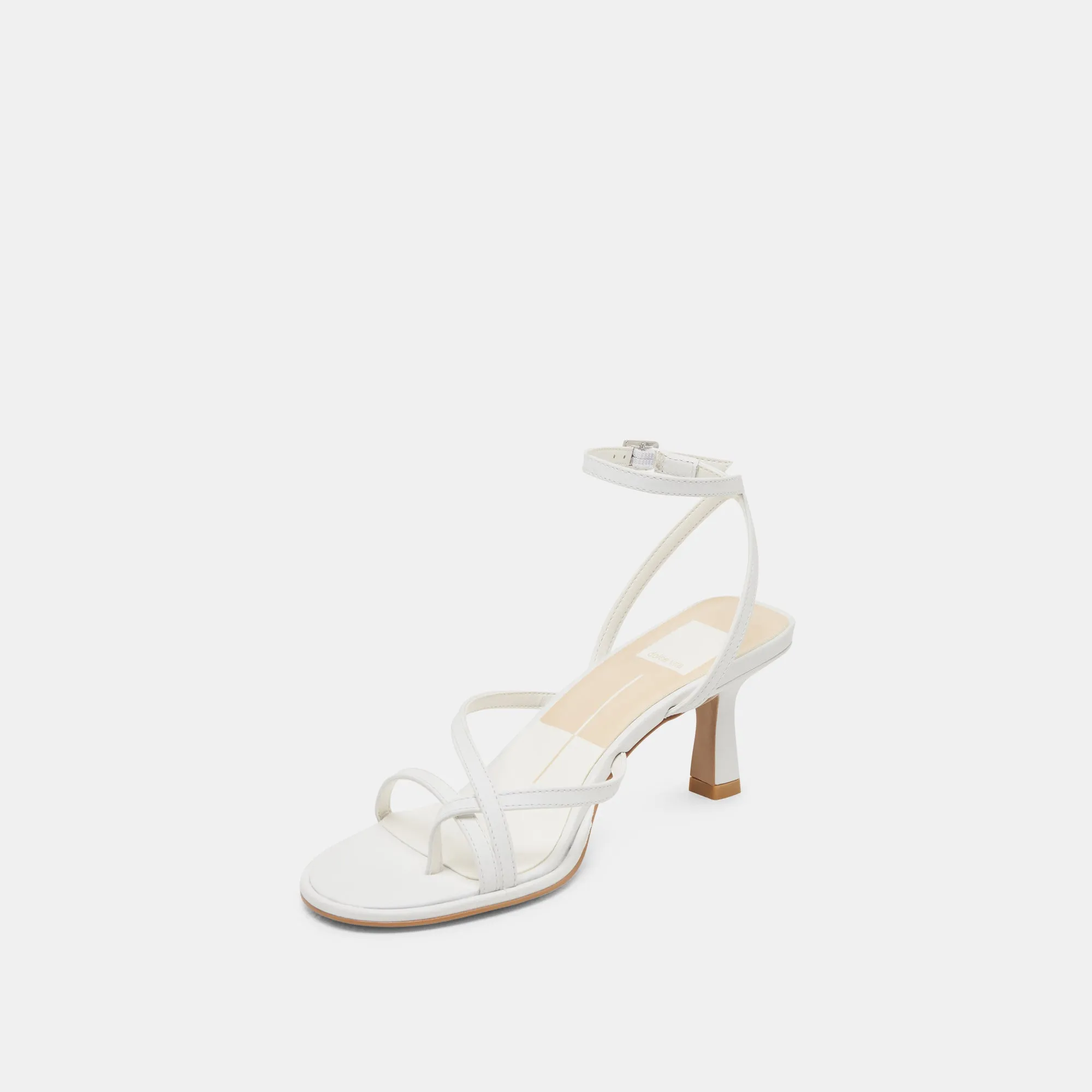 MORAH WIDE HEELS TRUE WHITE LEATHER Satin Wedding Shoes Glam Heeled Sandals