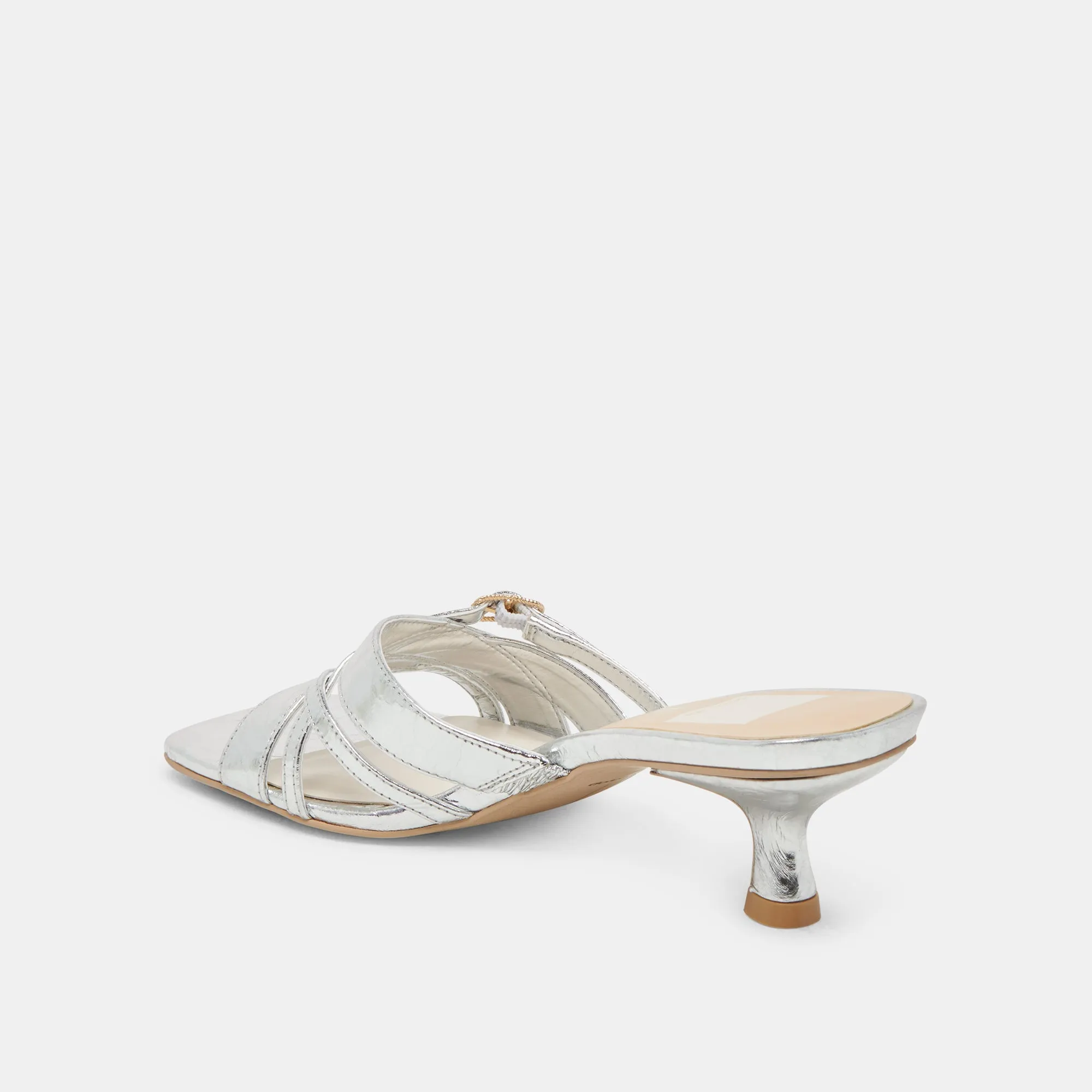 Open Toe Shoes BRYANT HEELS SILVER DISTRESSED LEATHER