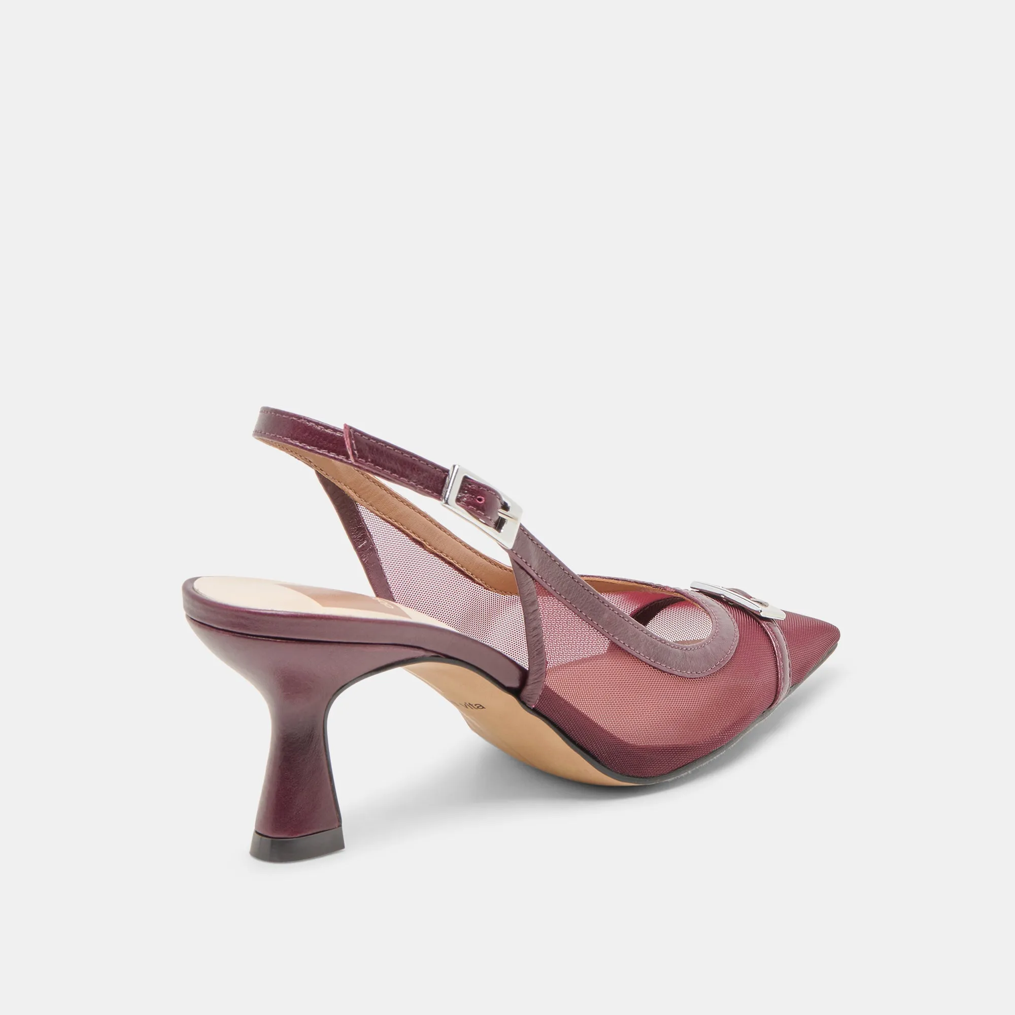 Medium Heel LORINE HEELS BURGUNDY MESH