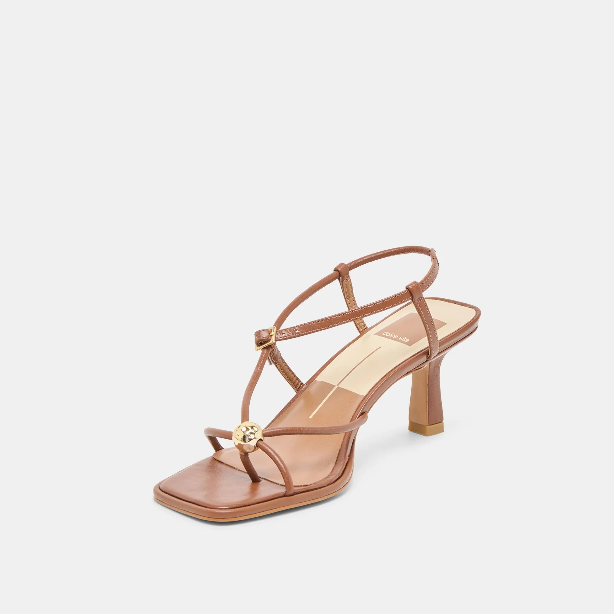 MYLEE HEELS COGNAC LEATHER Dainty Heels Bridal Wedding Heels