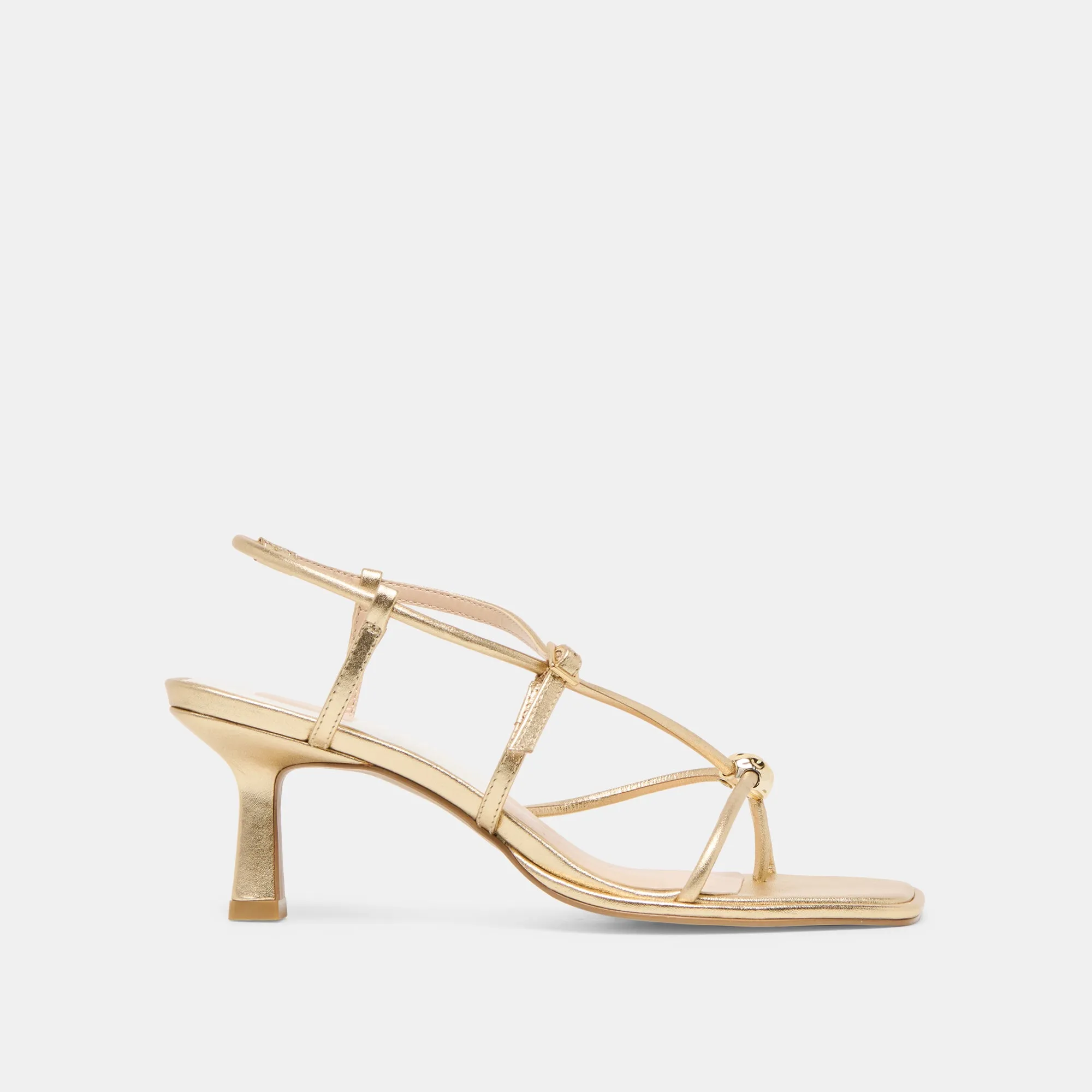 MYLEE HEELS GOLD DISTRESSED LEATHER Sleek Heeled Sandals