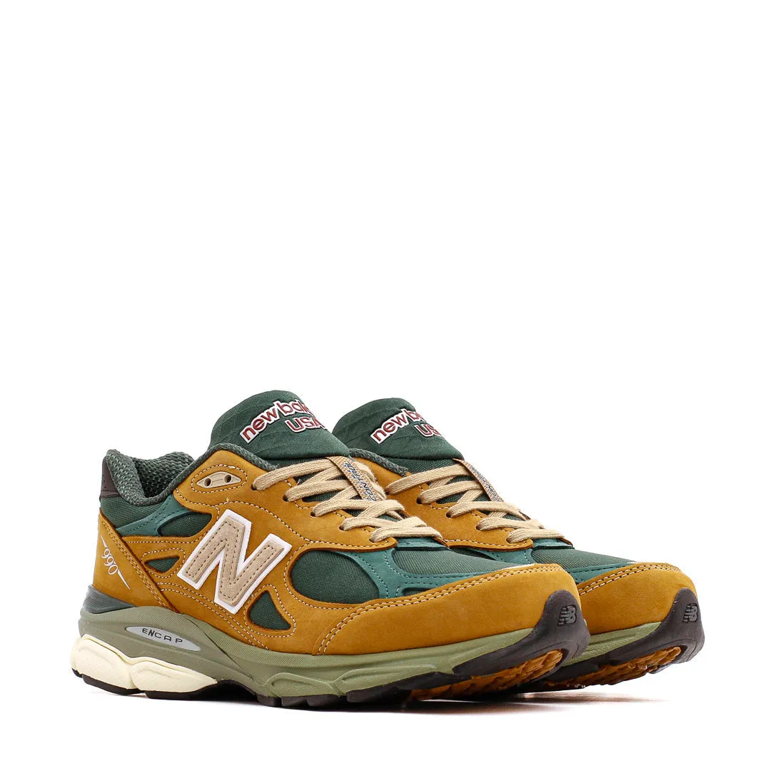 New Balance Men 990v3 Tan Green Made In USA M990WG3 comfortable shoe feel Ultimate Stability