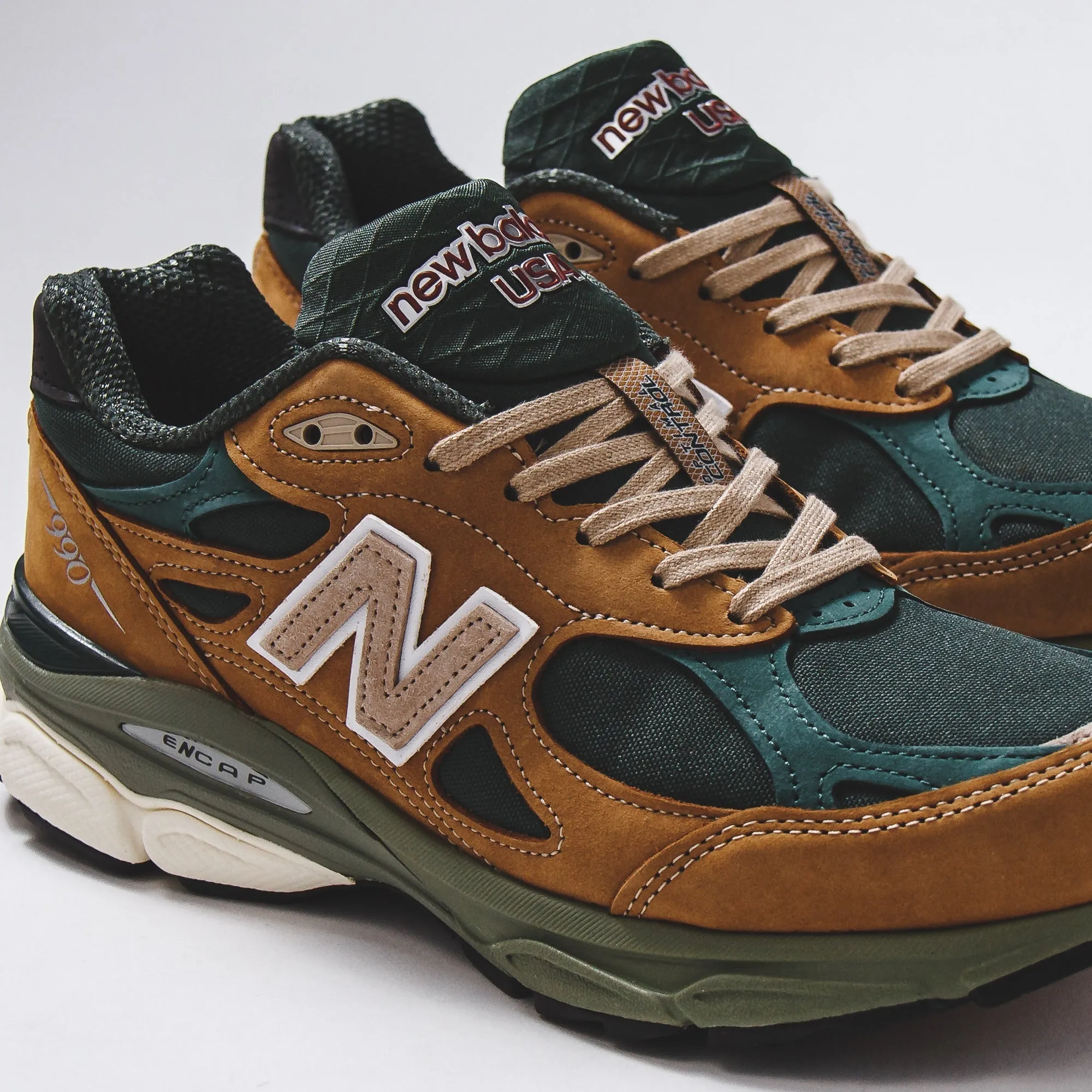 New Balance Men 990v3 Tan Green Made In USA M990WG3 summer running shoe climate