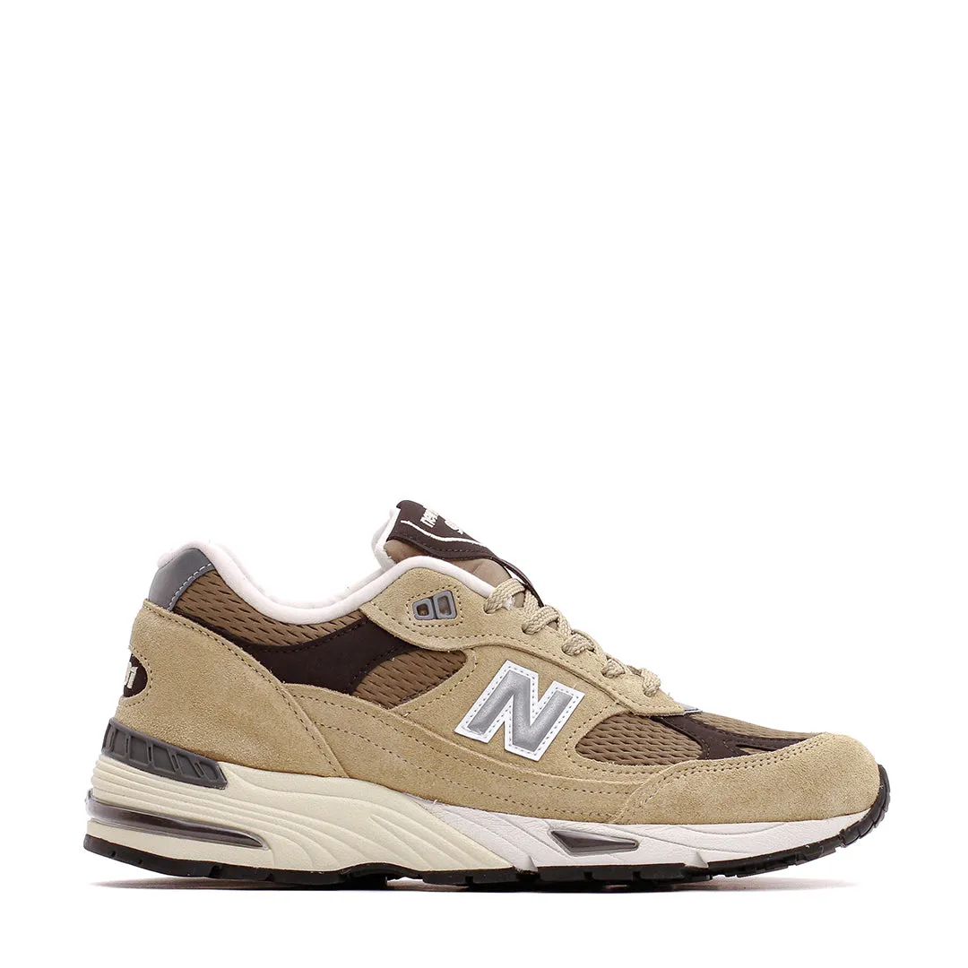 perforated upper running shoes Comfort Fit System New Balance Men 991v1 Pale Khaki Made In UK M991CGB