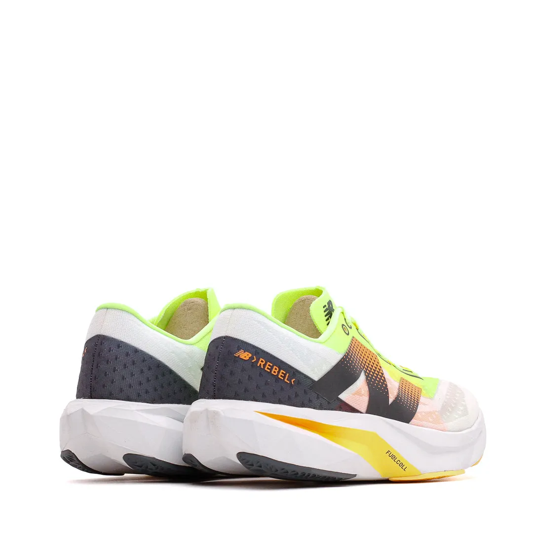 lightweight foam shoe material rubber - sole shoes New Balance Men FuelCell Rebel v4 White Lime MFCXLL4