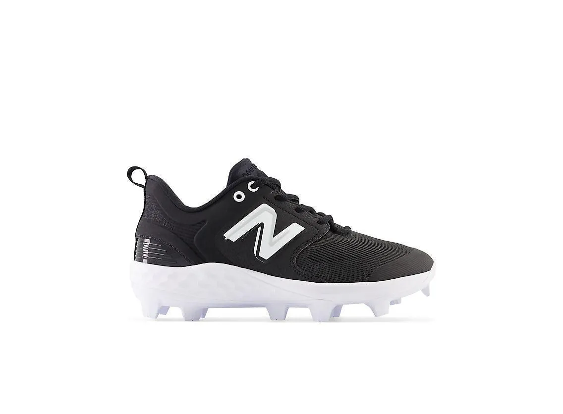 Sporty Look New Balance Men's Fresh Foam 3000 V6 Molded Baseball Cleats - Black with White - PL3000K6