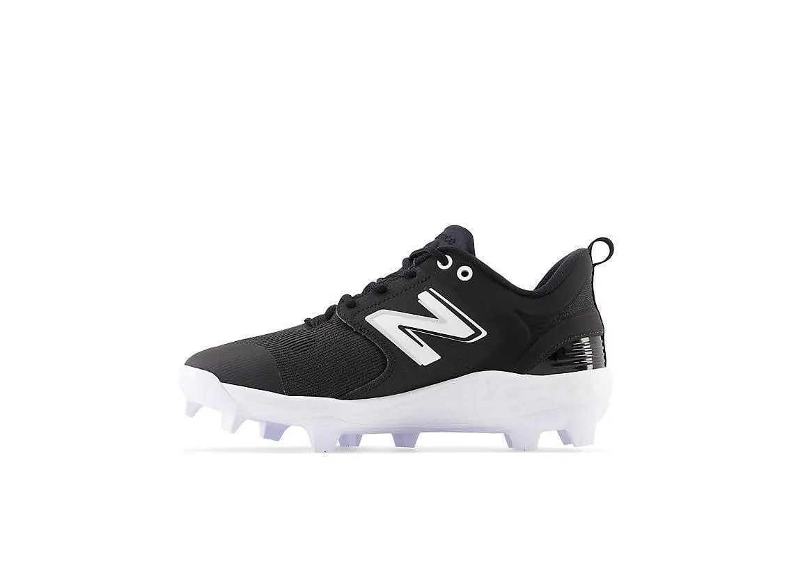 Durable Grip New Balance Men's Fresh Foam 3000 V6 Molded Baseball Cleats - Black with White - PL3000K6