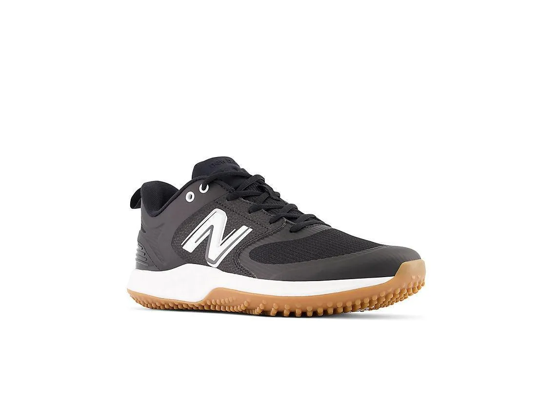 Modern Cut Soft Footbed New Balance Men's Fresh Foam 3000 V6 Turf Baseball Shoes - Black with White & Gum Rubber - T3000BK6