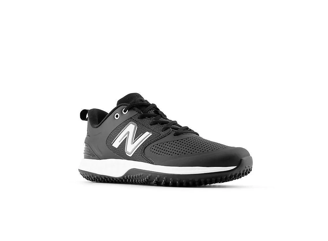 High Ankle Support New Balance Men's Fresh Foam 3000 V6 Turf Baseball Shoes - Black with White - T3000SK6
