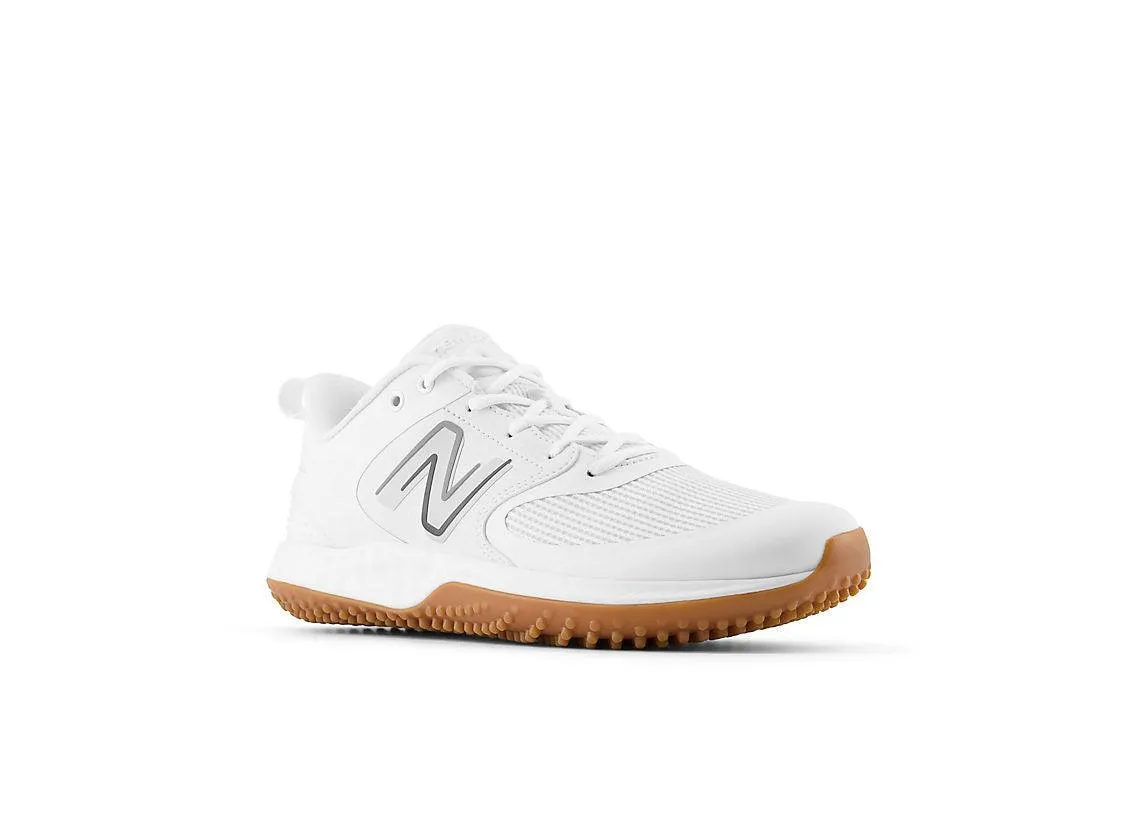 Lightweight Build New Balance Men's Fresh Foam 3000 V6 Turf Baseball Shoes - White with Gum Rubber - T3000TW6