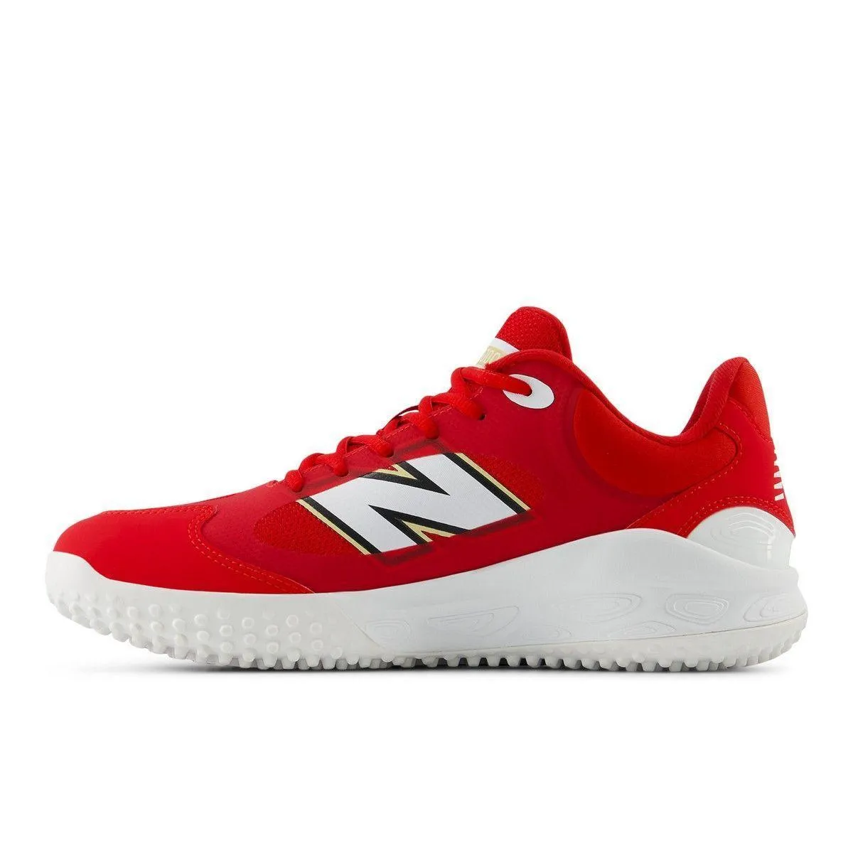 Elastic Cuff Sleek Shape New Balance Men's Fresh Foam 3000 v7 Turf Baseball Shoes - Red - T3000TR7