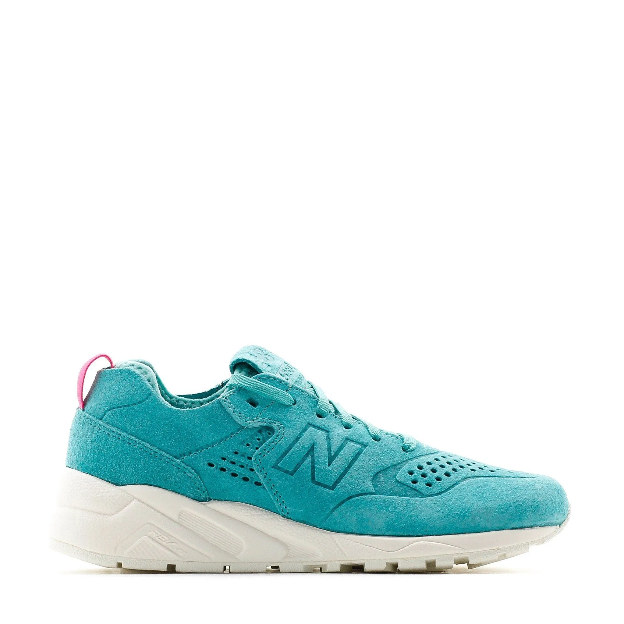 New Balance Women Deconstructed Green Pink Shoes WRT580DT running in a gondola area shoes