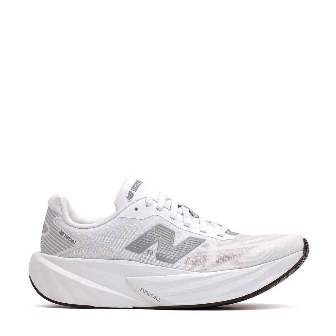 rigid - sole heel - support shoes New Balance Women FuelCell Rebel v5 White Silver WFCXLM5