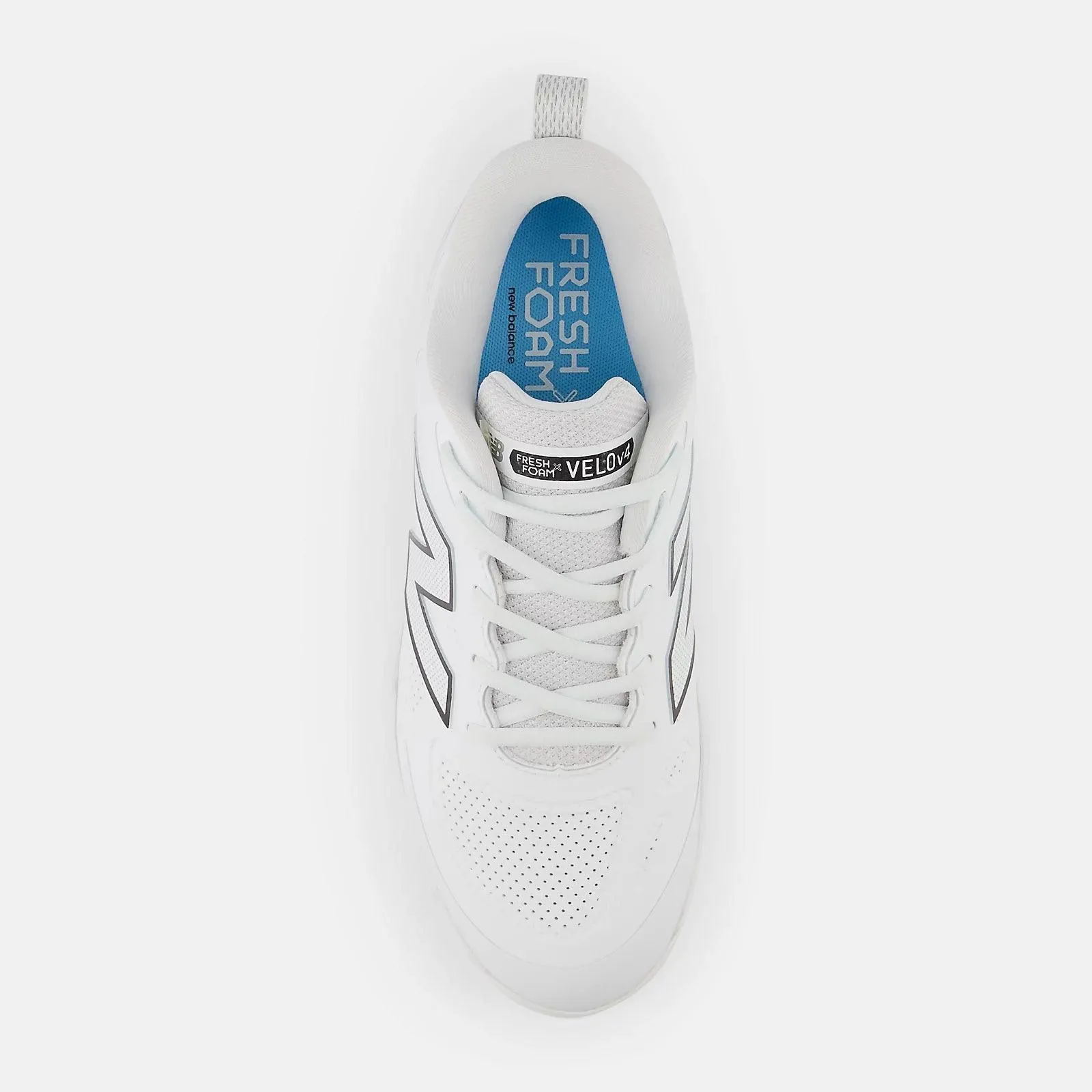 AntiOdor Adjustable Strap New Balance Women's Fresh Foam X Velo v4 Metal Fastpitch Softball Cleats - Synthetic White  SMVELOS4