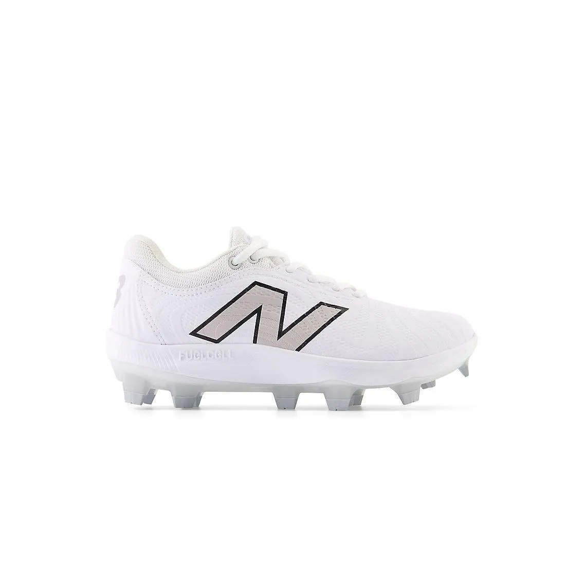 Shock-absorbing New Balance Women's FuelCell FUSE v4 Molded Fastpitch Softball Cleats - Optic White/Raincloud - SPFUSEW4