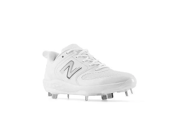New Balance Women's VELO v3 Metal Fastpitch Softball Cleats - White with Rain Cloud - SMVELOW3 Comfort Wrap