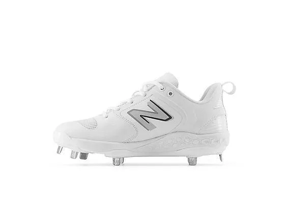 insulated New Balance Women's VELO v3 Metal Fastpitch Softball Cleats - White with Rain Cloud - SMVELOW3