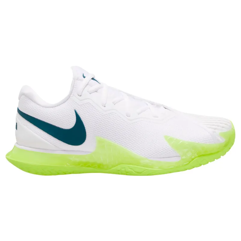 Stable base Nike Court Rafa Zoom Vapor Cage 4  Men Hard Court Tennis Shoes - White/Geode Teal-Volt