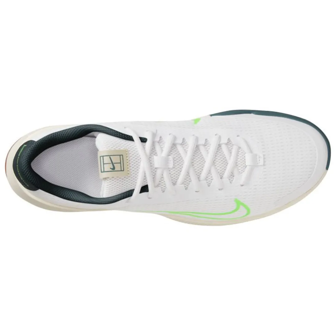 High Performance All Season Nike Court Vapor Lite 2 White Green Strike - Deep Jungle Men's Hard Court Tennis Shoes