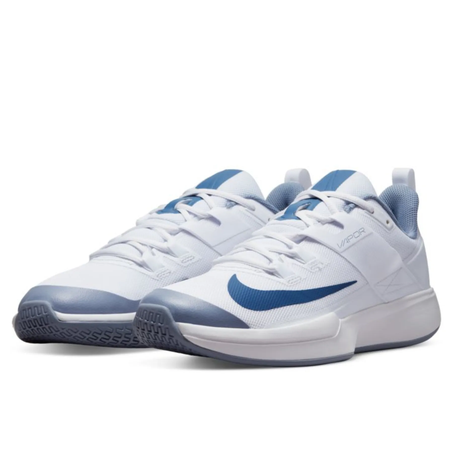 Nike Court Vapor Lite Mens Hard Court Tennis Shoes - White/Mystic Navy-Ashen Slate Versatile Fit