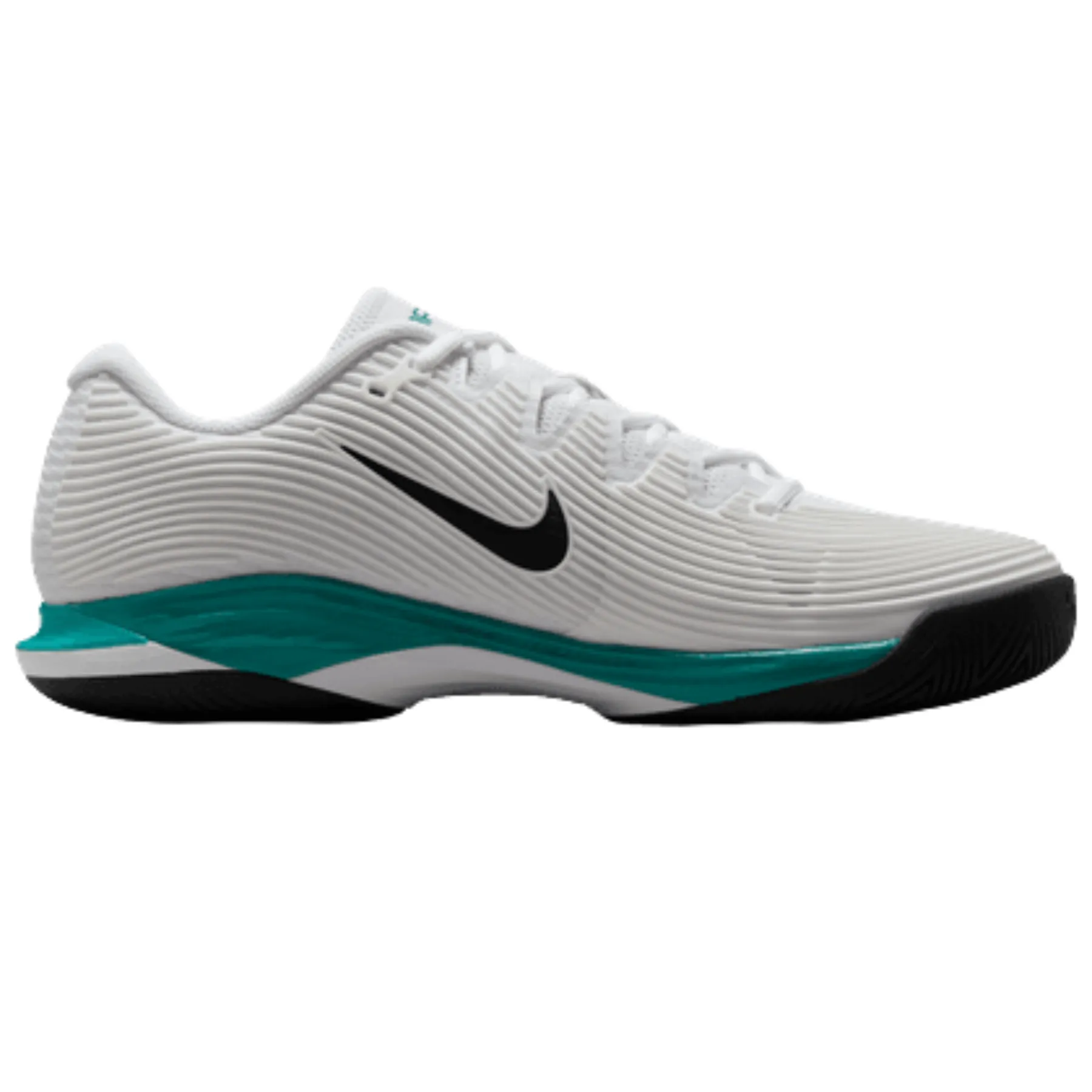 Leisure Activity Firm Sole Nike Vapor 12 Mens Hard Court Tennis Shoes - White/Black Radiant Emerald
