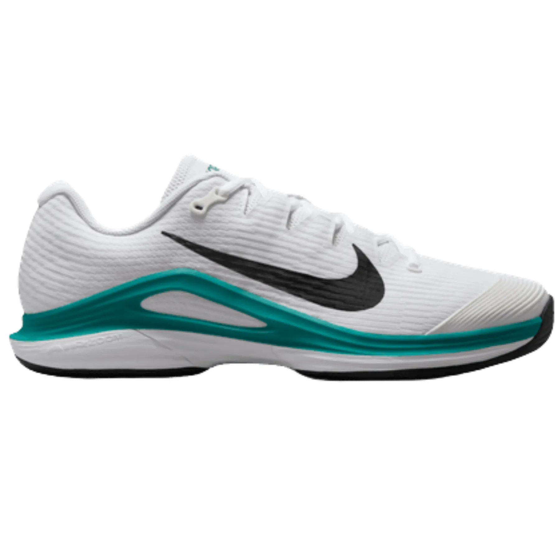 Sweat Free Nike Vapor 12 Mens Hard Court Tennis Shoes - White/Black Radiant Emerald