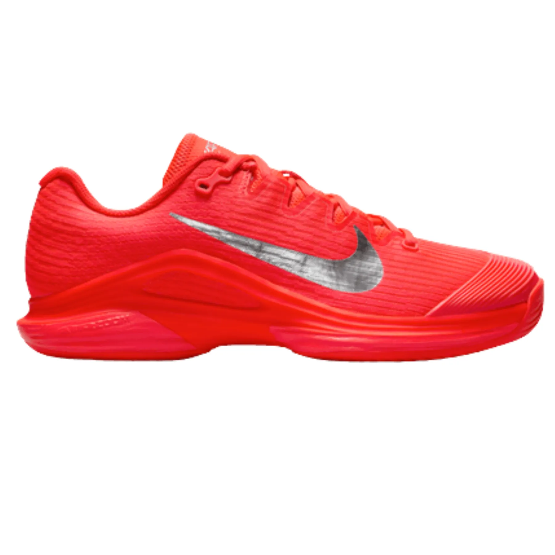 Zip Closure Nike Vapor 12 Premium Womens Hard Court Tennis Shoes - Bright Crimson/Metallic Silver
