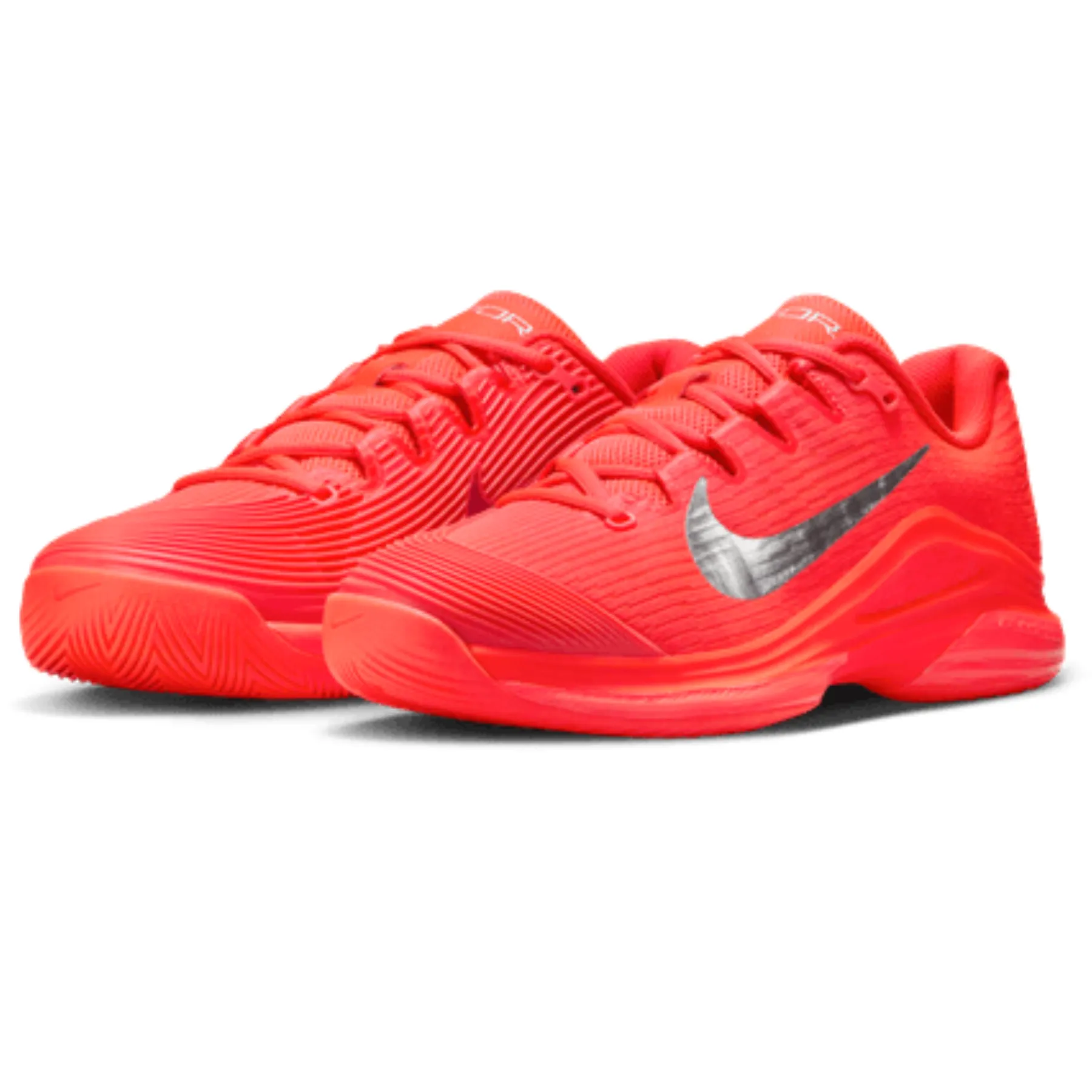 Nike Vapor 12 Premium Womens Hard Court Tennis Shoes - Bright Crimson/Metallic Silver fitness enthusiasts